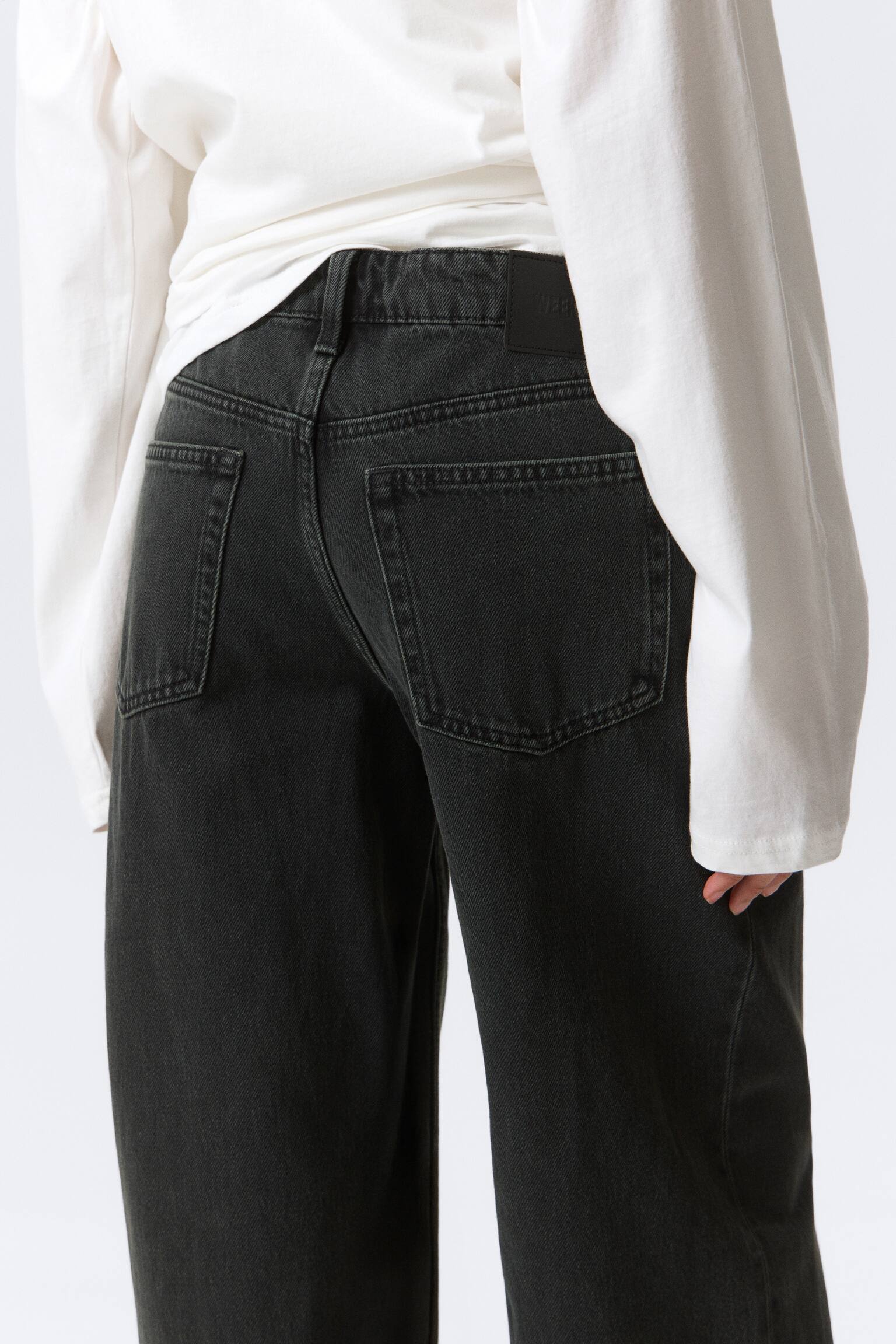 Ample Low Waist Loose Wide Leg Jeans - Elegie Black - Schwarz - 6
