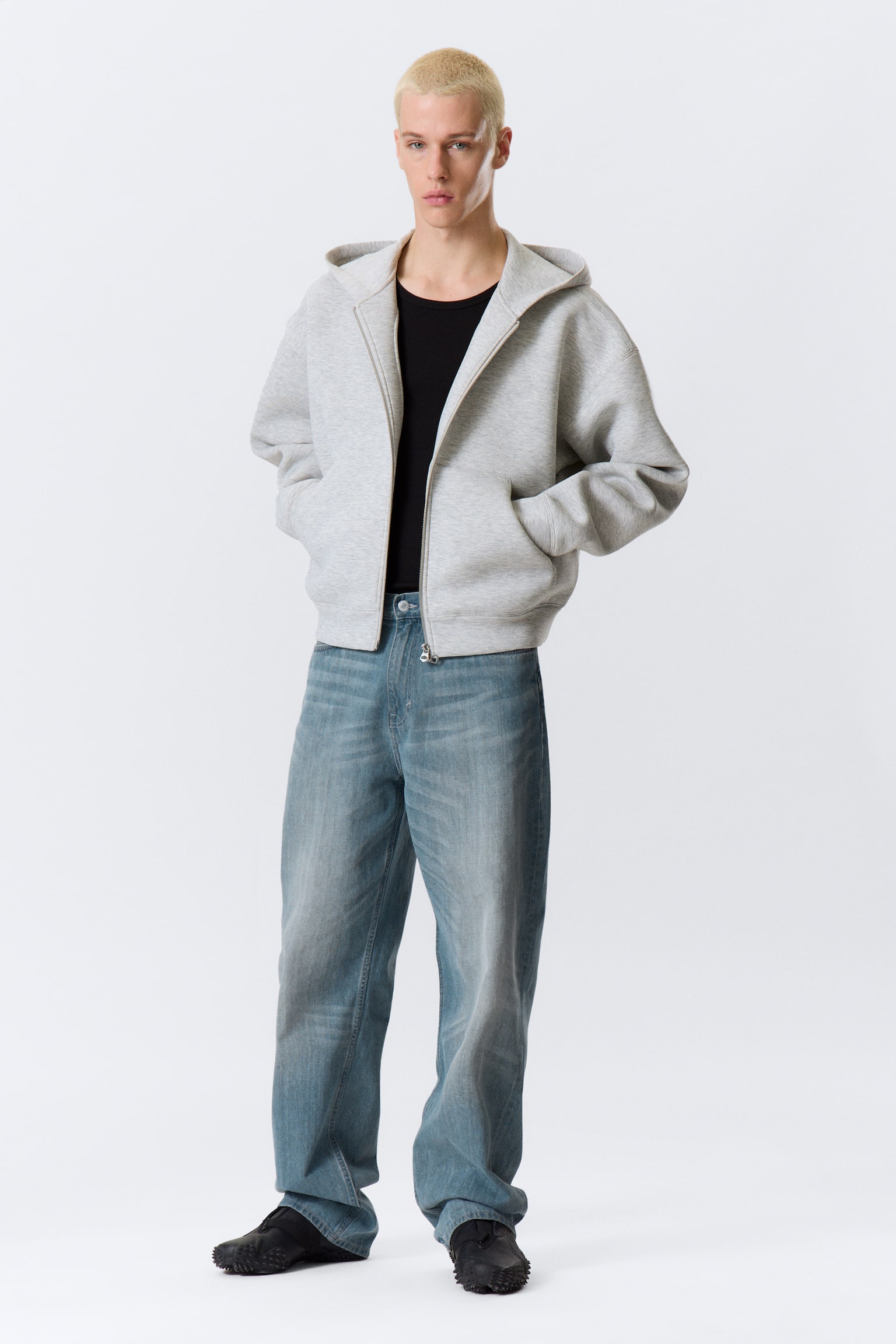 Felpa Simon in scuba con cappuccio e cerniera - Grigio chiaro mélange/Nero/Marrone scuro/Grigio mélange/Blu scuro/Blu brillante/Grigio scuro mélange - 6