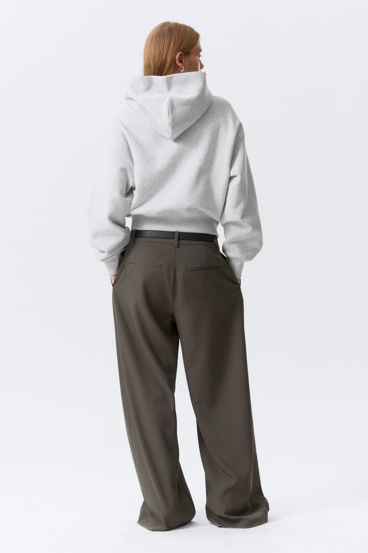 Hanorac scurt cu fermoar și croială boxy - Gri Melange/Albastru Spălat - 5