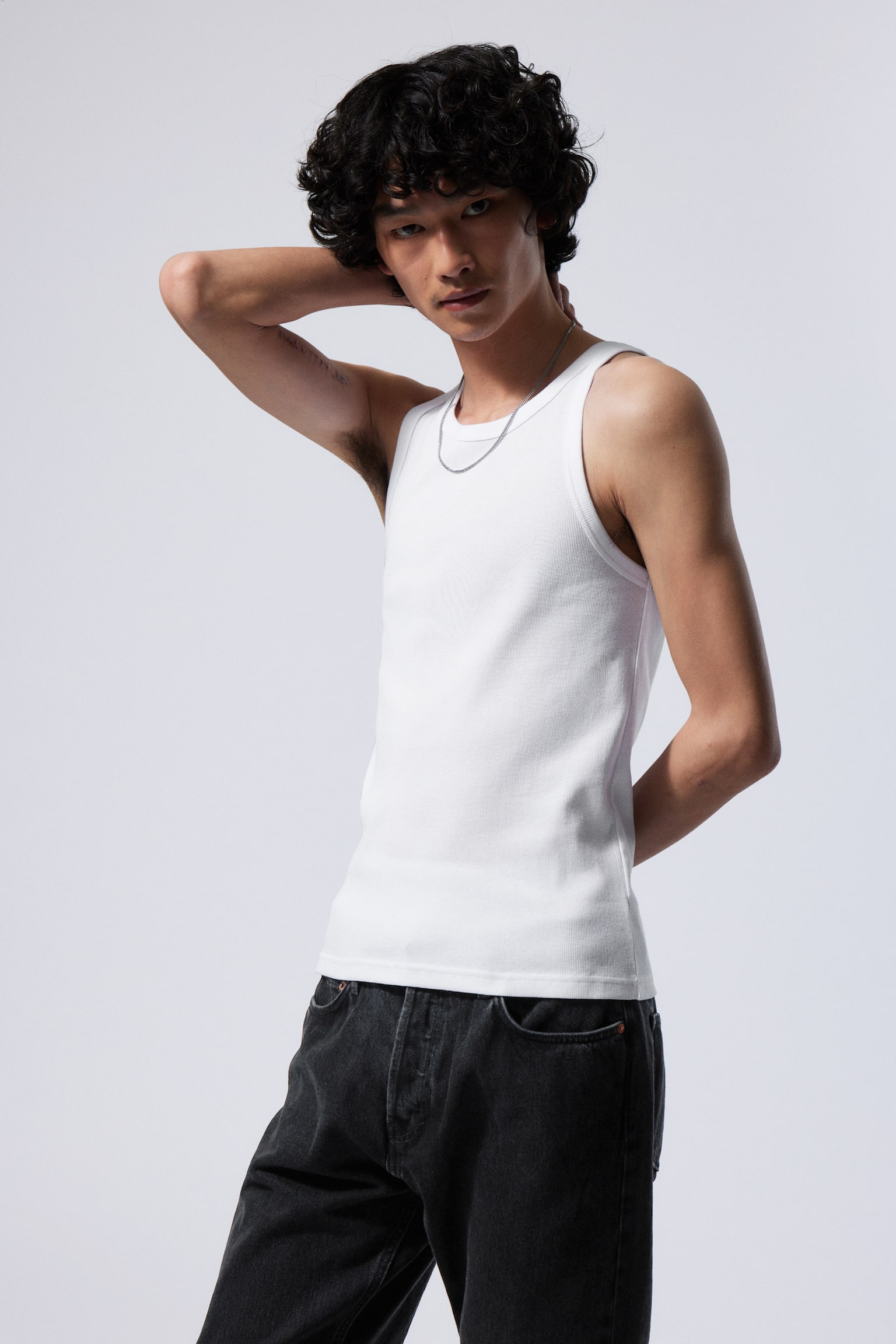 Matheus Rib Tank Top - White/Black - 1