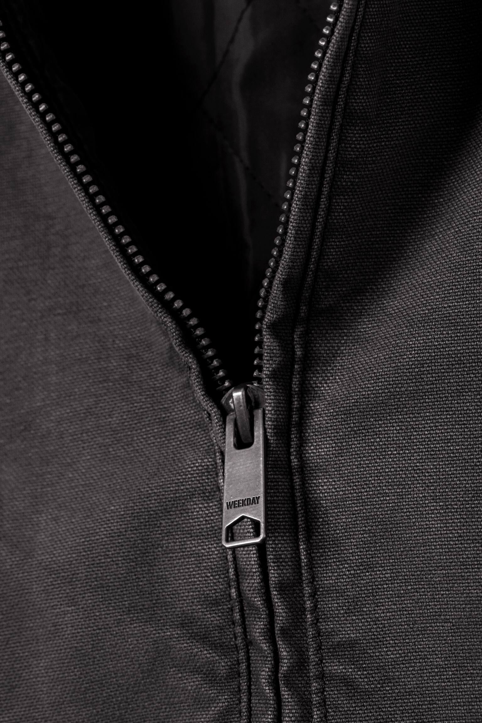 Giacca in canvas con cappuccio - Nero mélange/Grigio polvere chiaro - 6