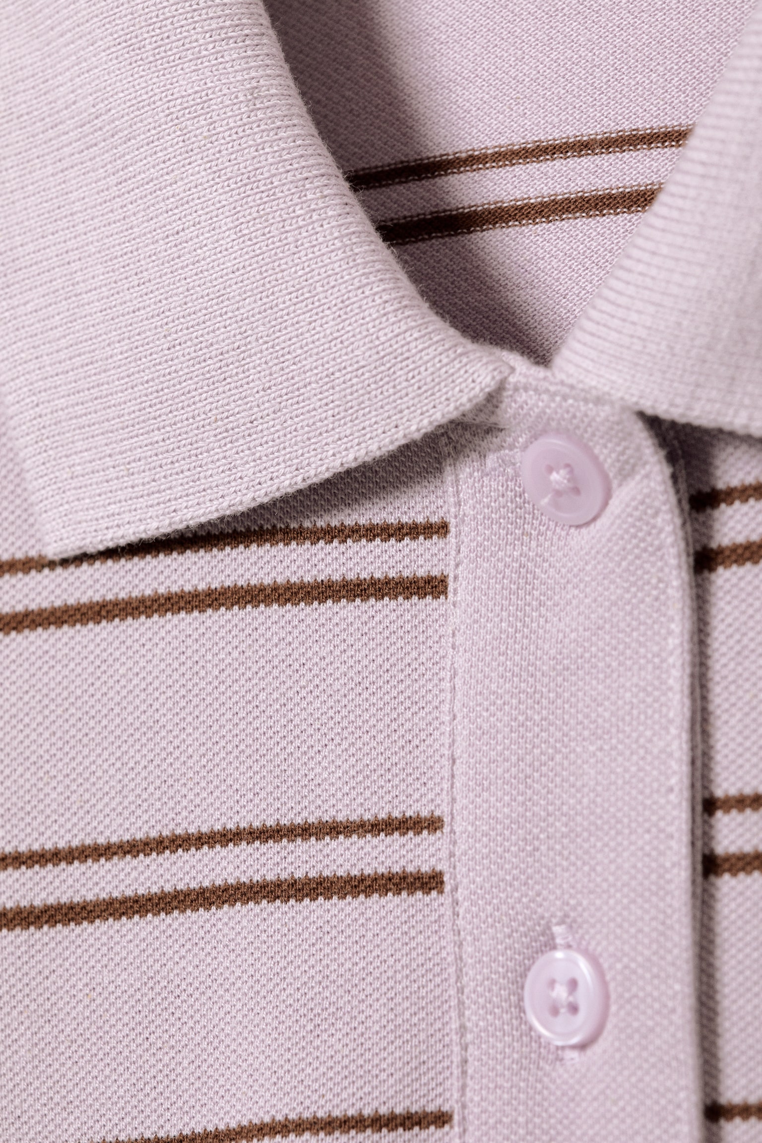 Langärmliges Poloshirt aus Baumwolle - Blasses Flieder gestreift/Hellrosa gestreift/Dunkelbraun gestreift/Dunkle Pflaume - Rosa Streifen - 4