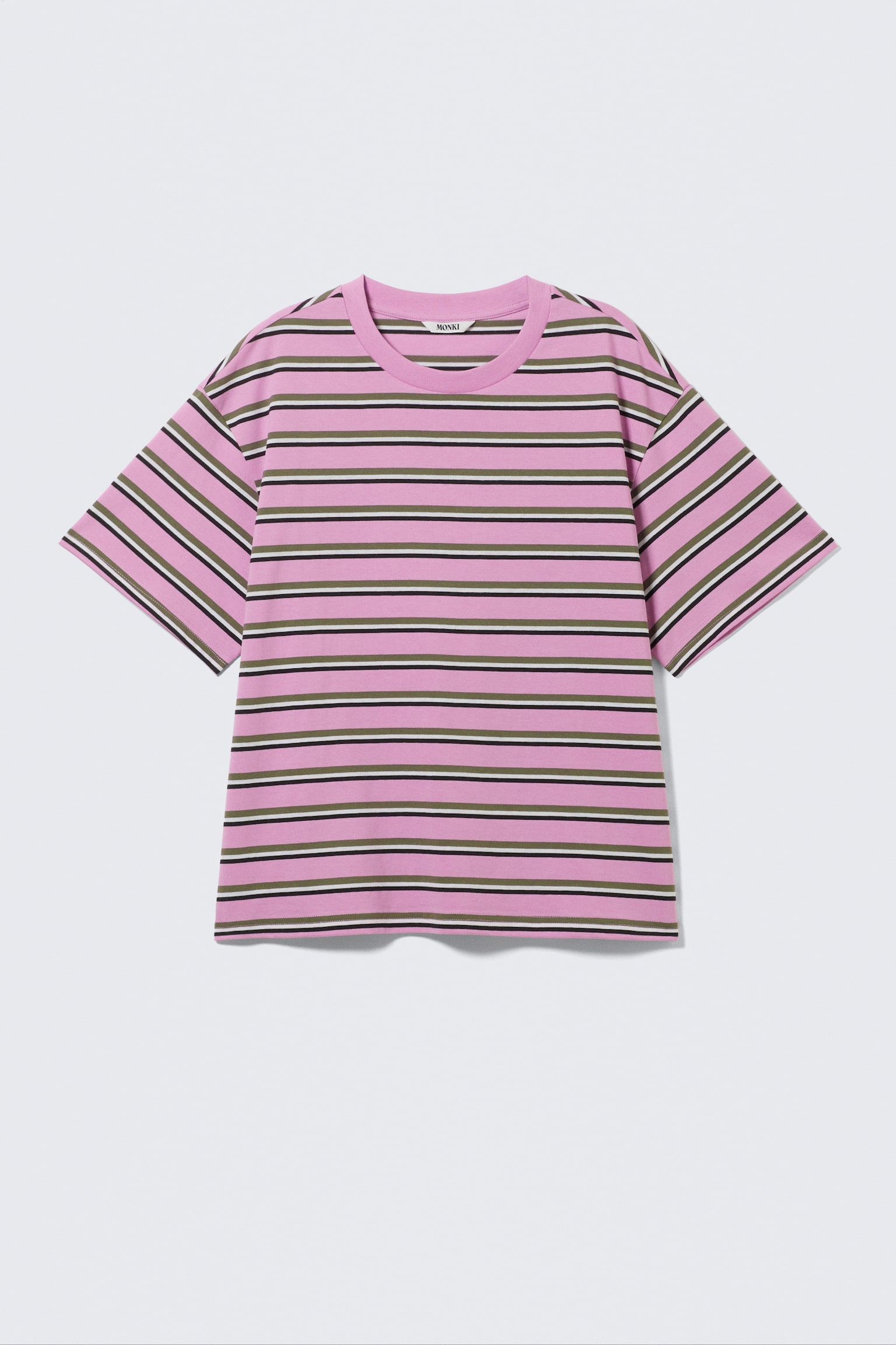 T-shirt in cotone - Striped Pink/Righe bianche e nere - 2