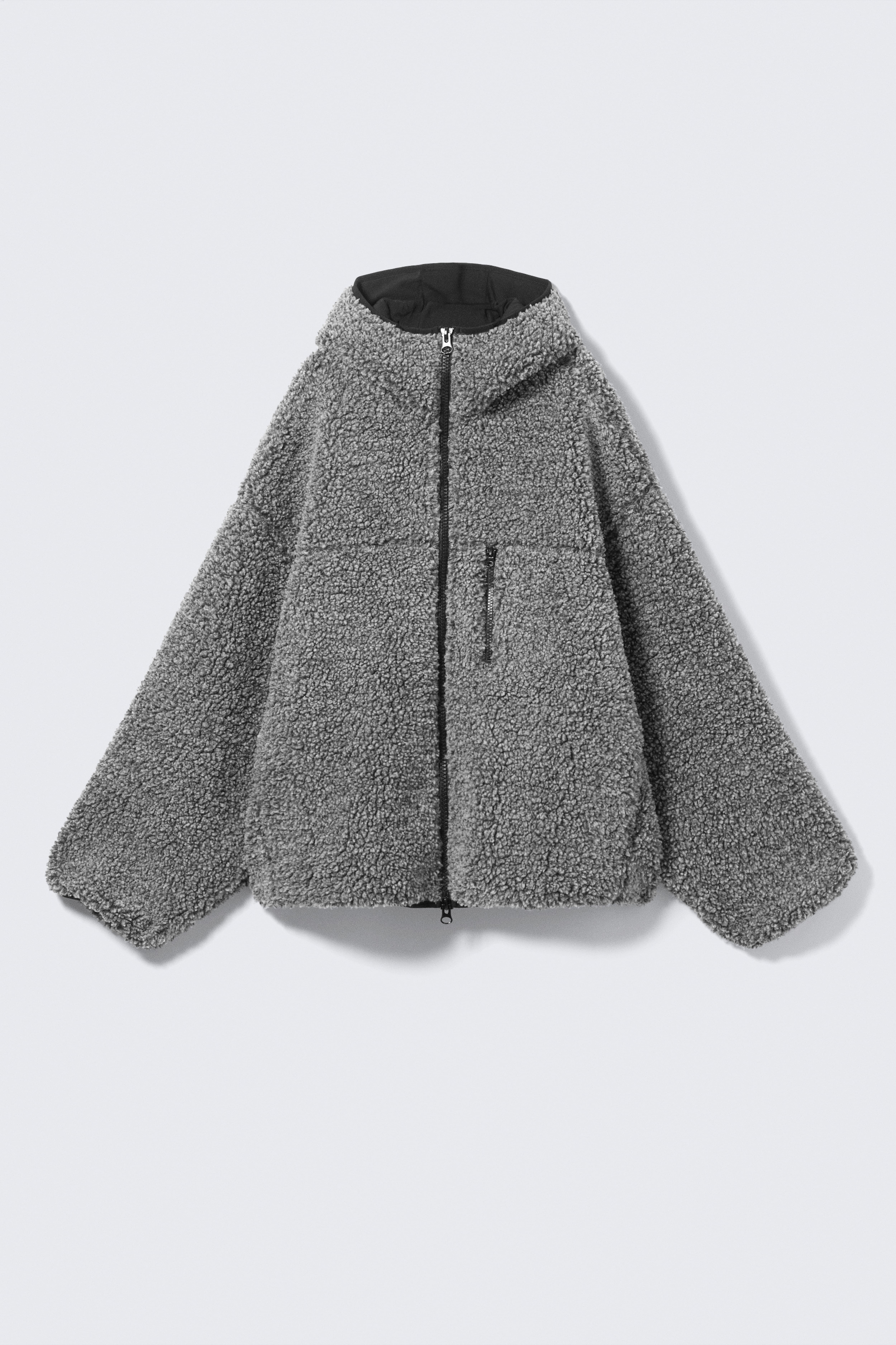 Oversized Zip-Hoodie aus Fleece - Dunkelgrau meliert