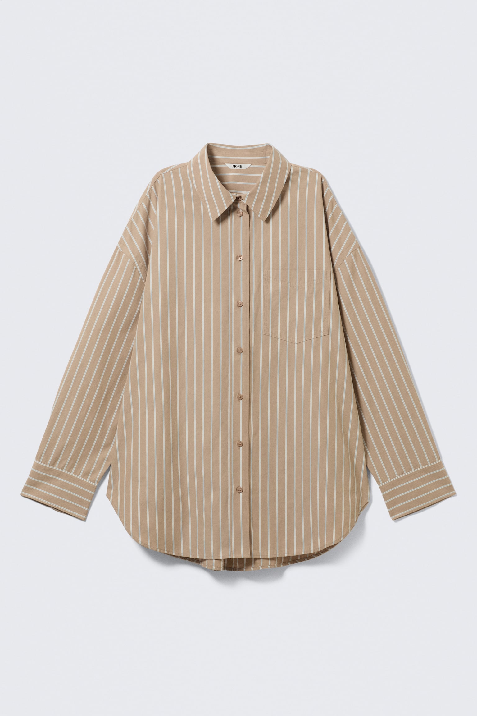 Camicia a maniche lunghe oversize - Beige a righe/Giallo chiaro - A pois - 2