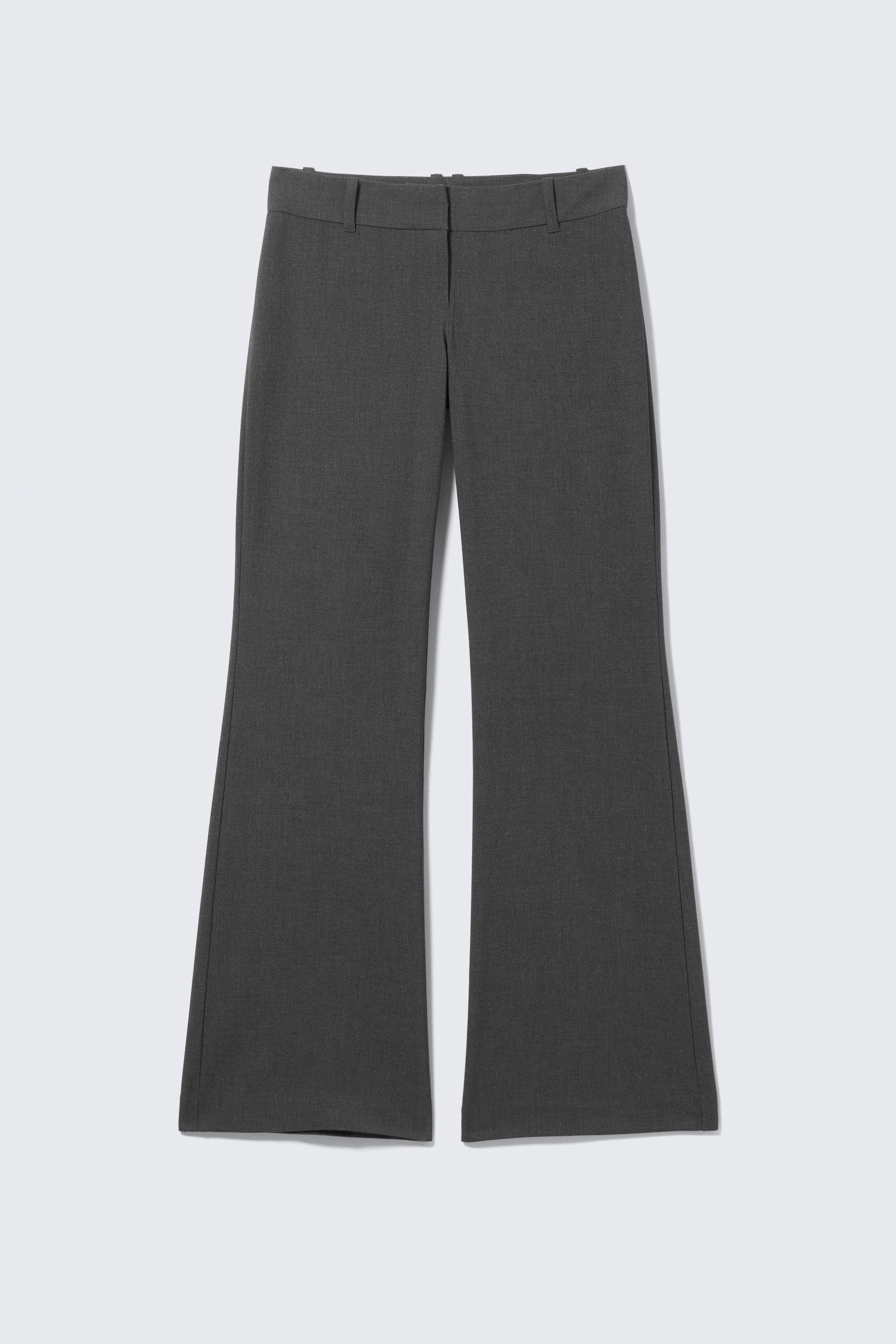 Pantaloni sartoriali a zampa con vita bassa - Grigio scuro mélange/Nero/A righe nere