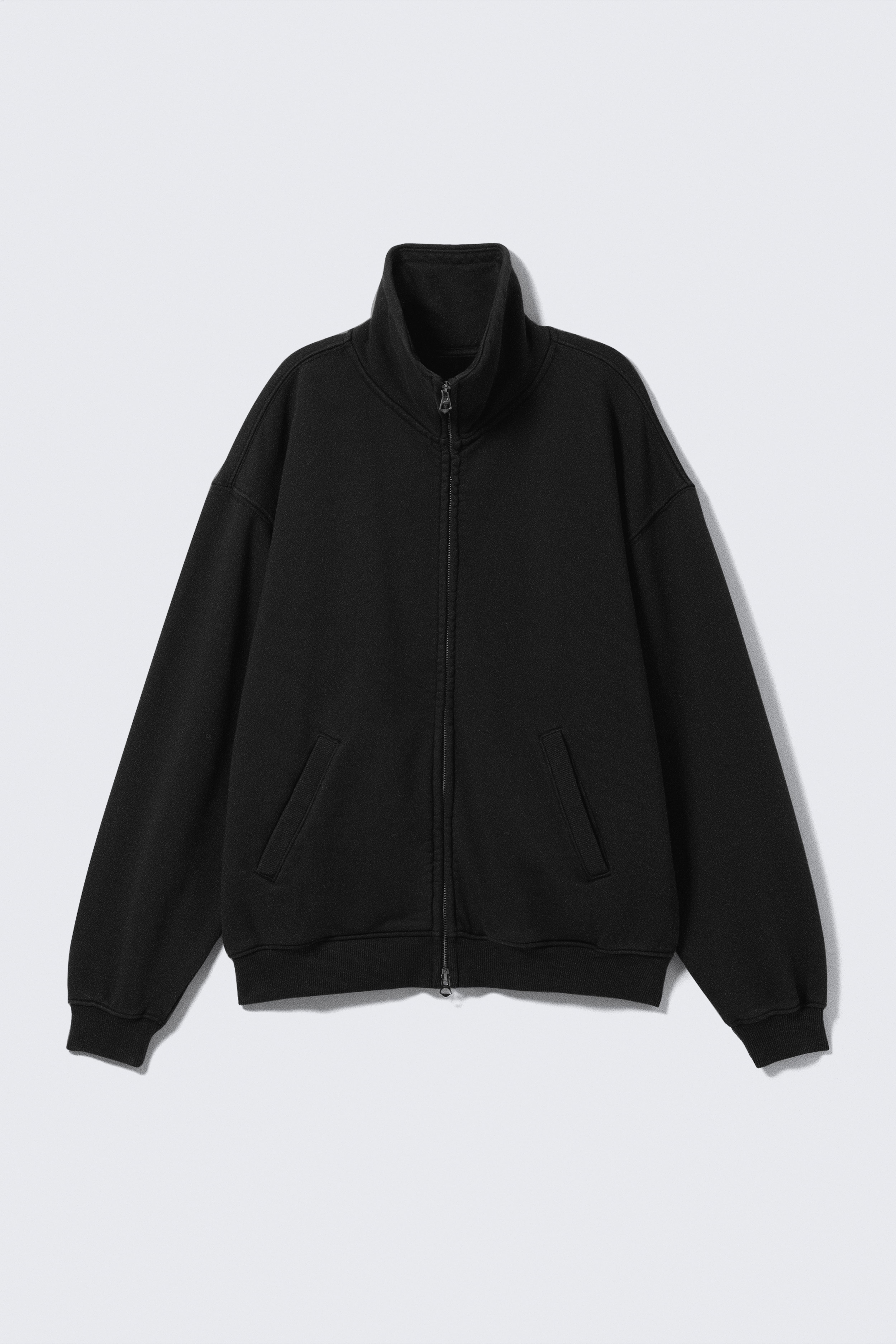 Loose Funnel Neck Zip Cardigan - Fekete/Szürke melange