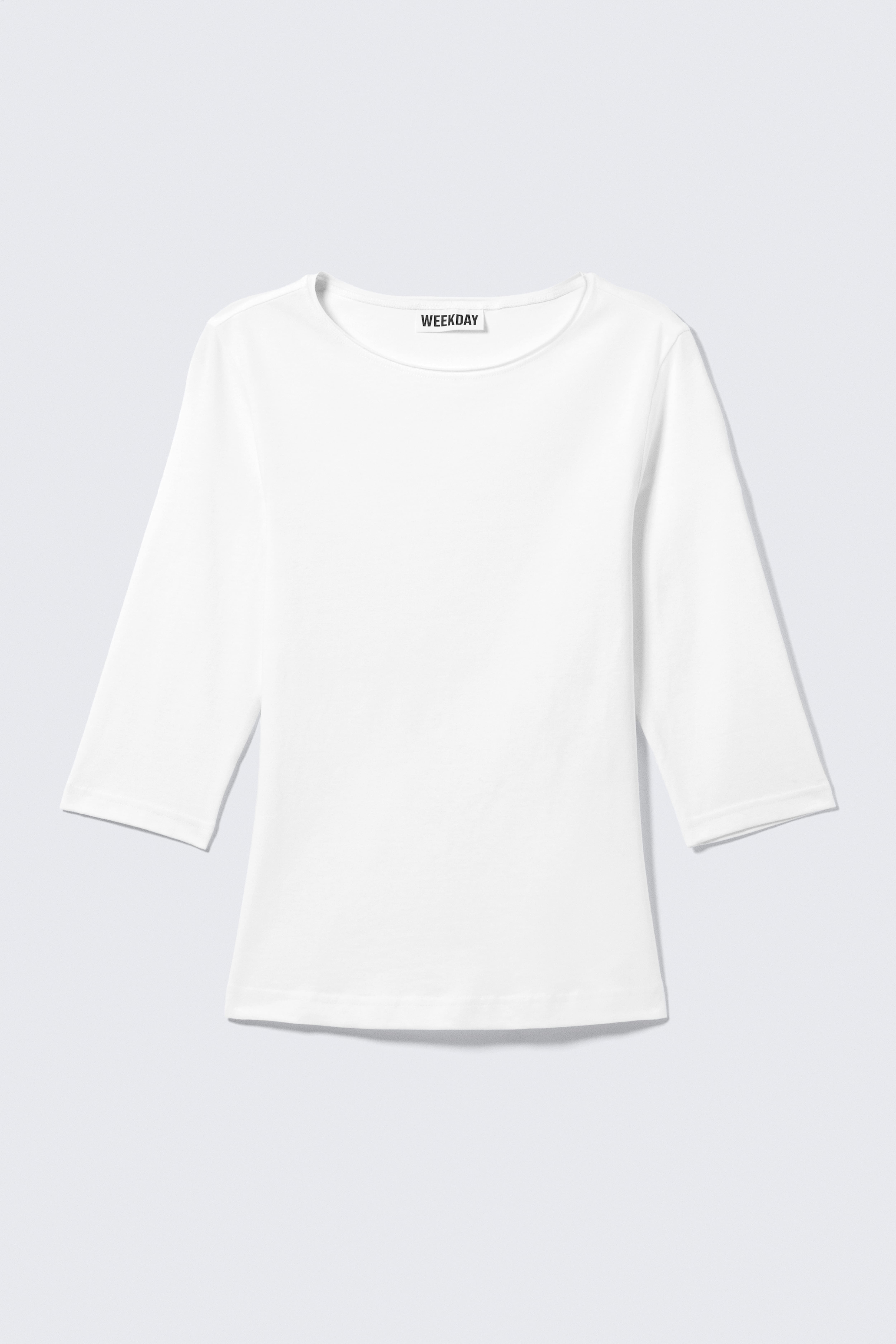 Tettsittende topp med trekvart ermer - Hvit/Svart/Lyseblå