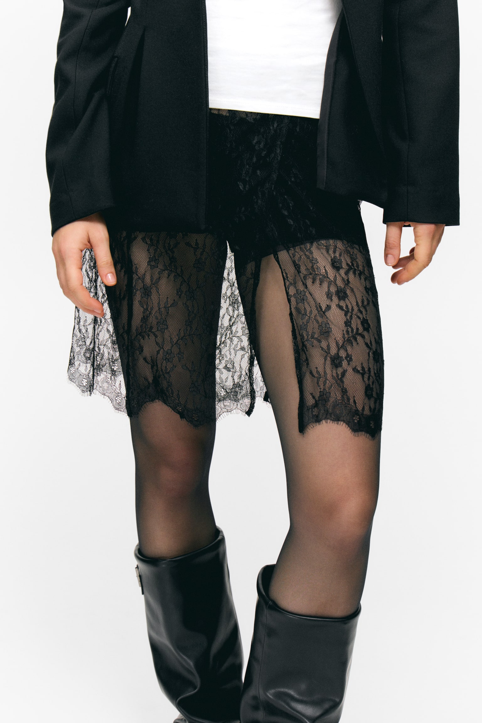 Midi-Wickelrock aus Spitze - Schwarz - 6