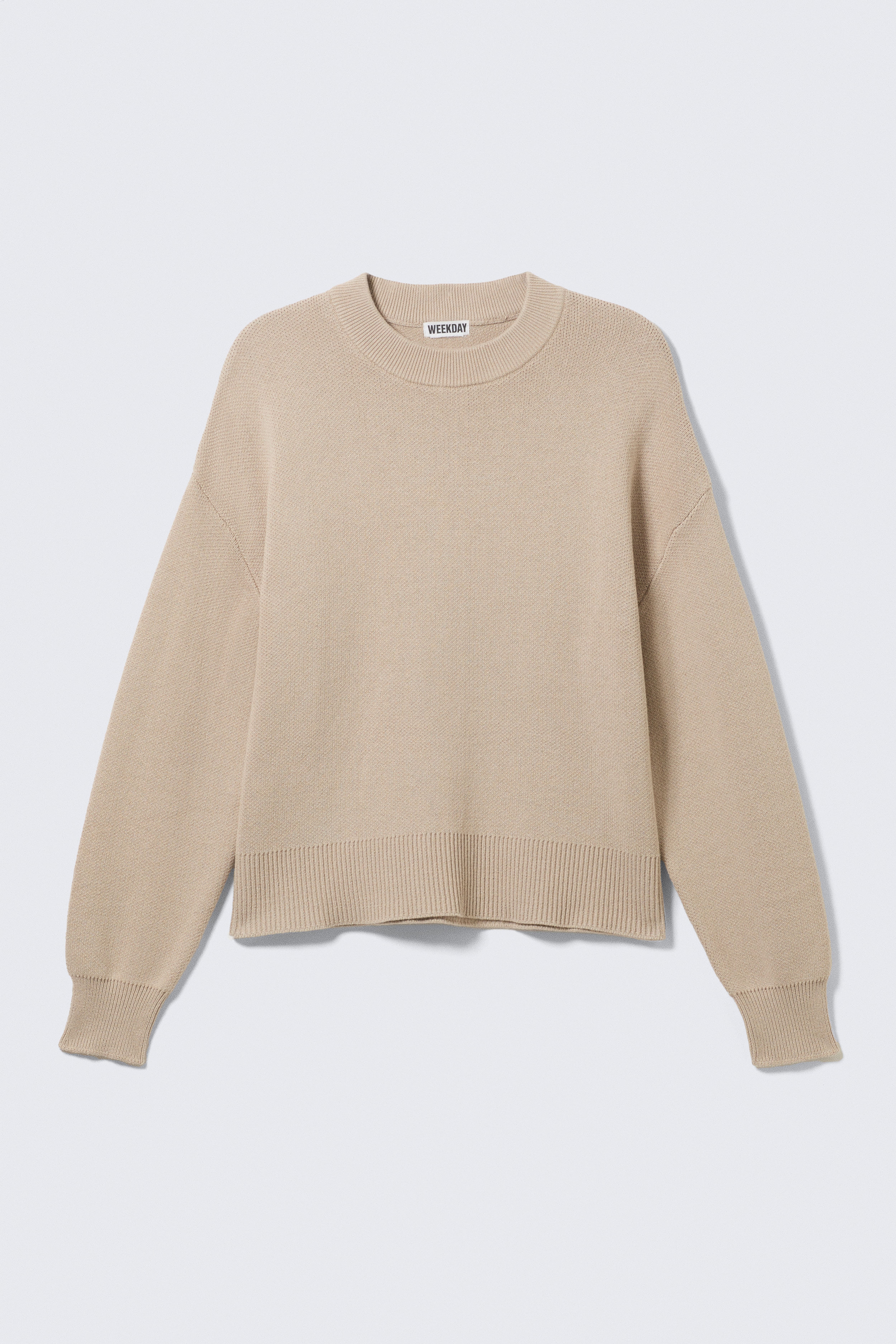 Ruimvallende boxy gebreide trui - Beige/Zwart