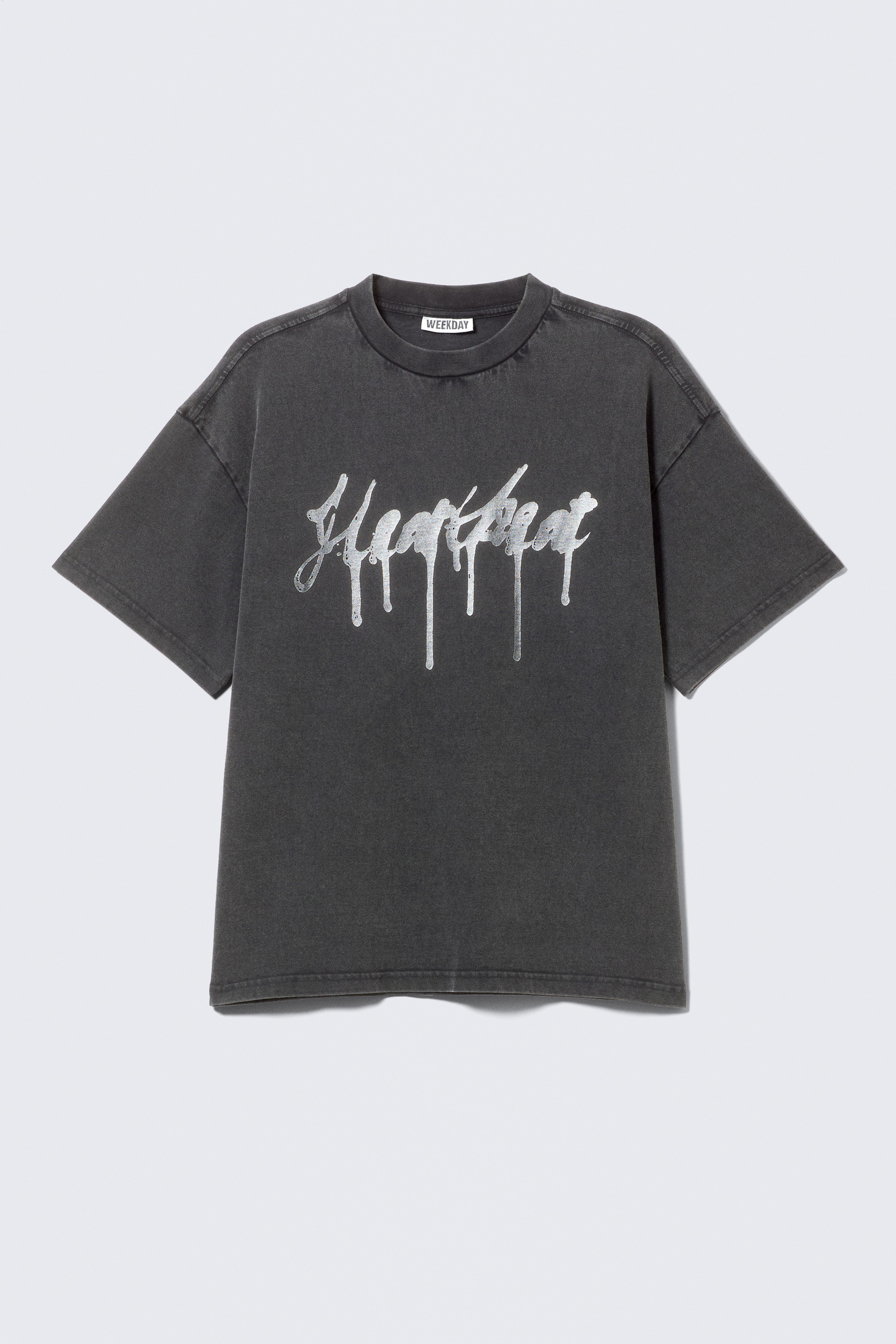 Bedrucktes kastiges T-Shirt - Schwarz - "Heartbeat"/Schwarz - Heart of Energy/Weiß - "Dreams"/Weiß - Silbernes Robo-Gesicht/Schwarz - "Mitternacht"/Helles Blau - Four Man Gang