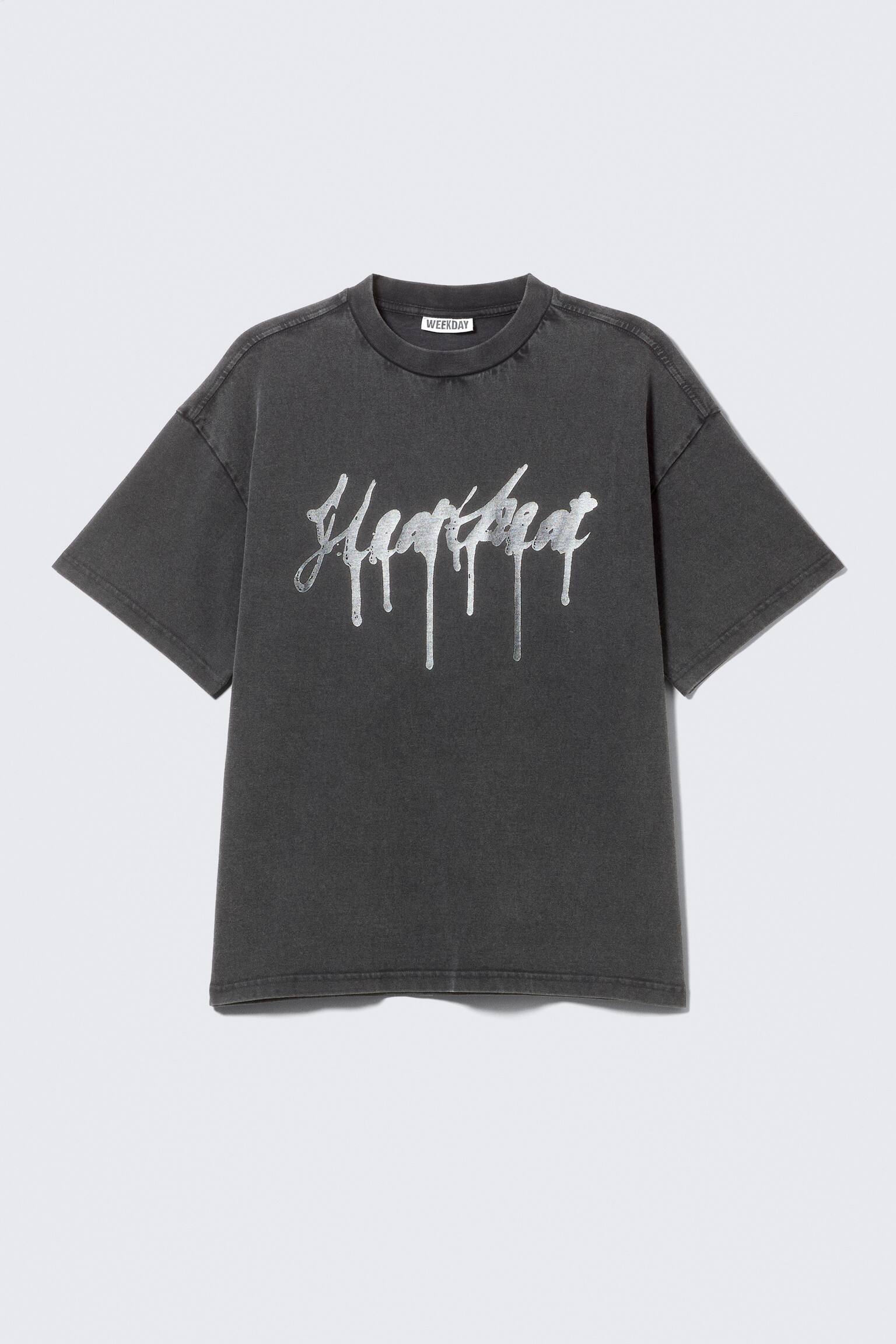 Bedrucktes kastiges T-Shirt - Schwarz - "Heartbeat"/White - Total Chaos/Weiß - Silbernes Robo-Gesicht/Weiß - "Dreams"/Schwarz - Heart of Energy/Helles Blau - Four Man Gang - 2