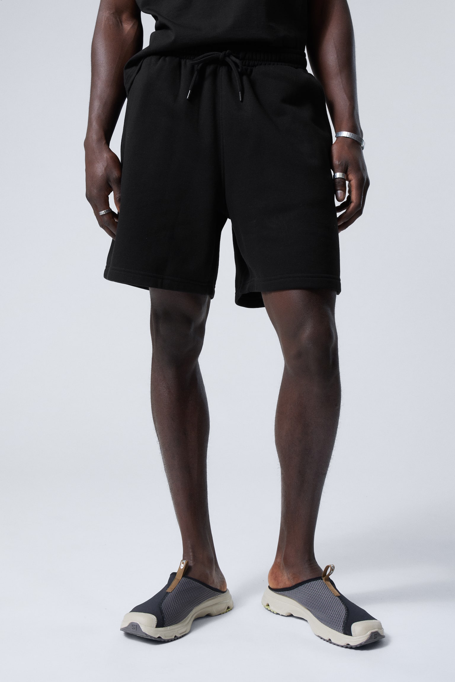 Relaxed Midweight Shorts - Black/Grey Melange - 3