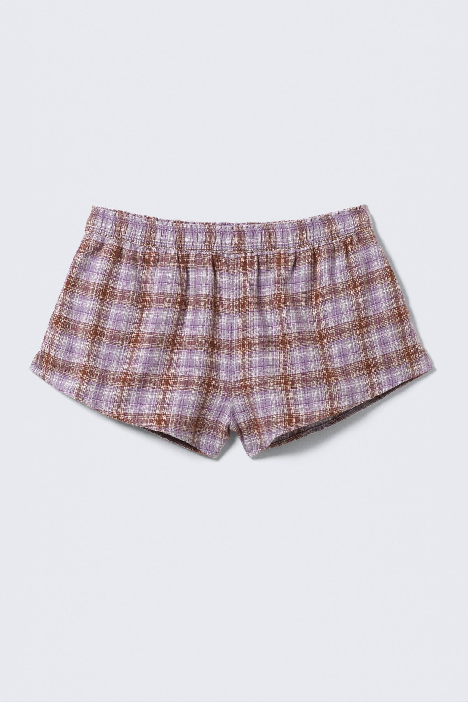 Flanellen pyjamaboxershort - Paarse ruit/Checked Brown - 2