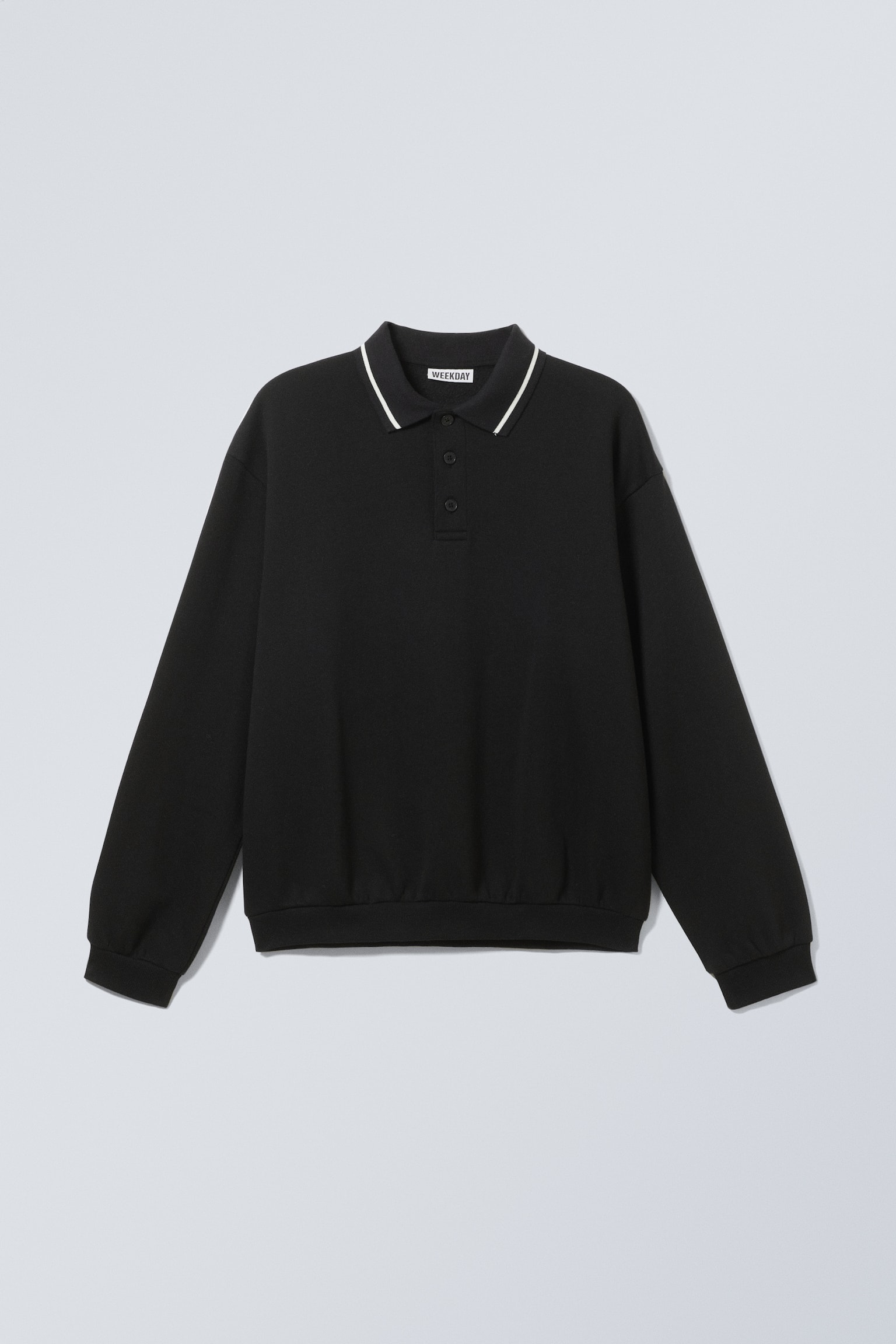 Loose Polo Sweatshirt - Black - 2