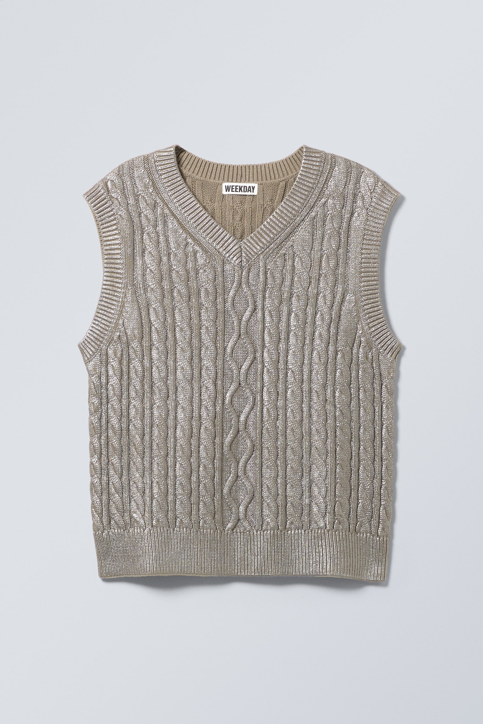 Metallic Cable-Knitted Vest - Metallic Mole - 2