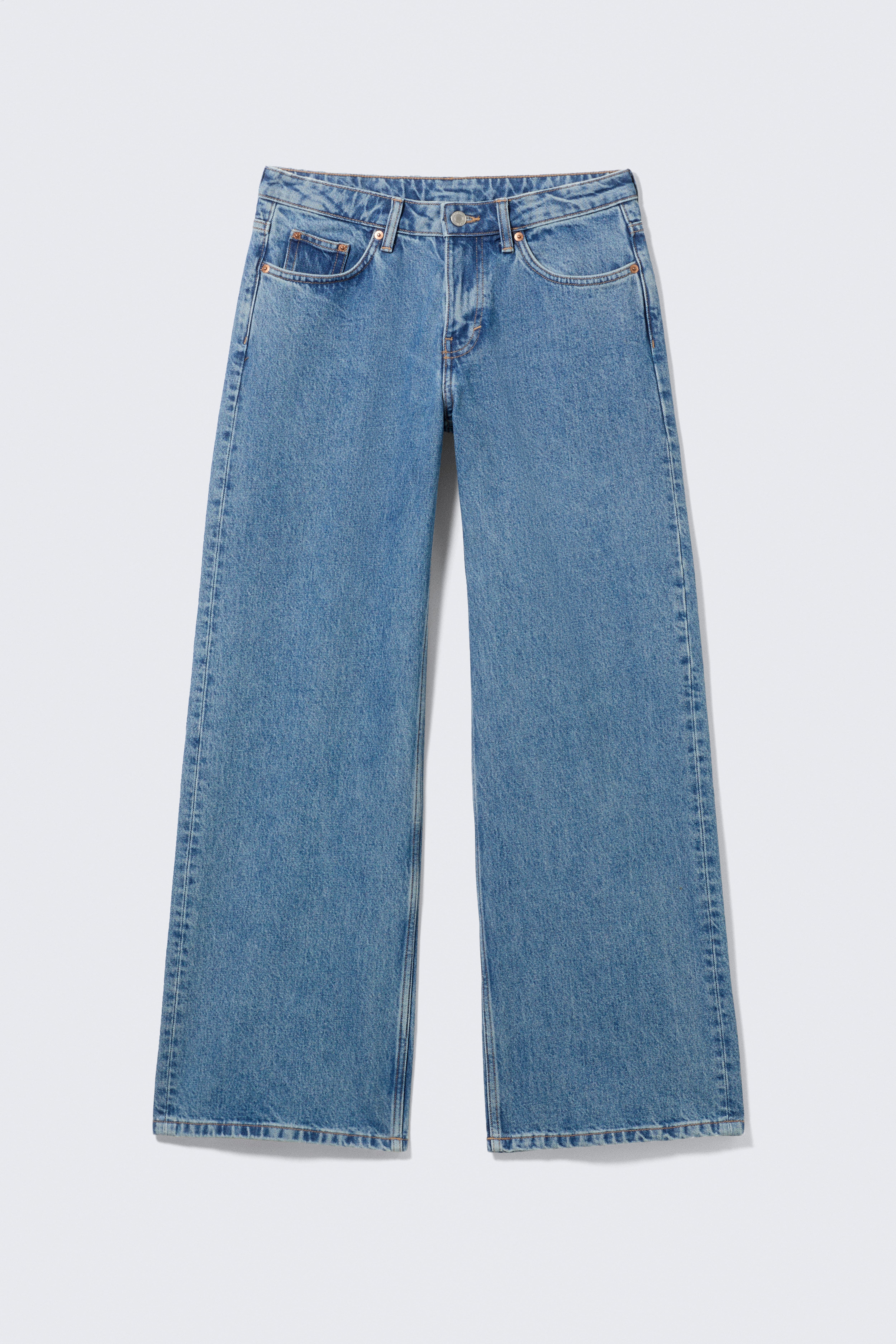 Jeans Imoo a vita bassa wide con vestibilità loose - 90s Blue – Blu medio/Nero lavato/Desert Blue - Blu scuro