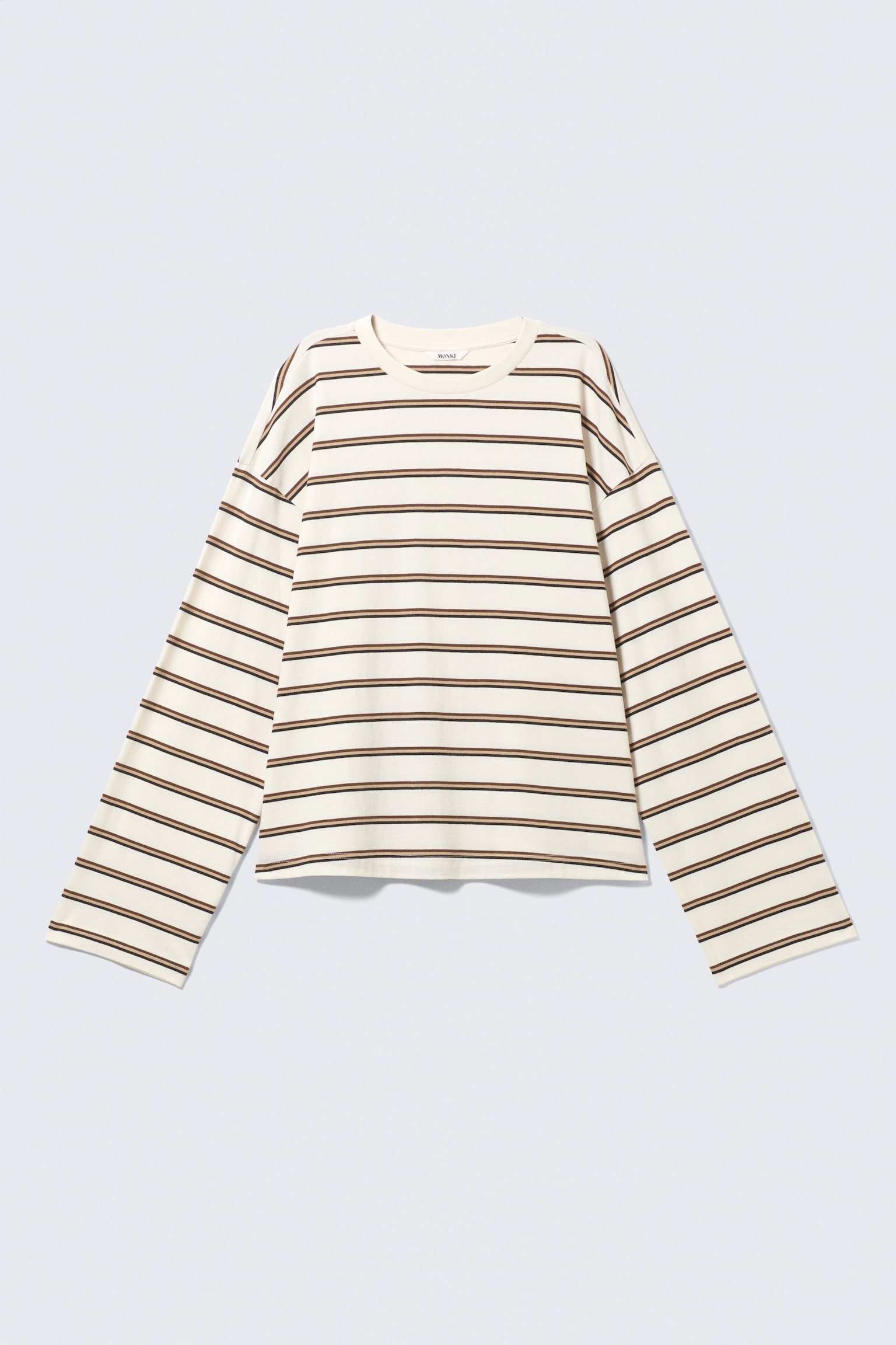 Langærmet bomulds-T-shirt - Støvet hvid - Brune striber/Blå multistriber/Marineblå/Pink Stribe/Koral/lilla striber - 2