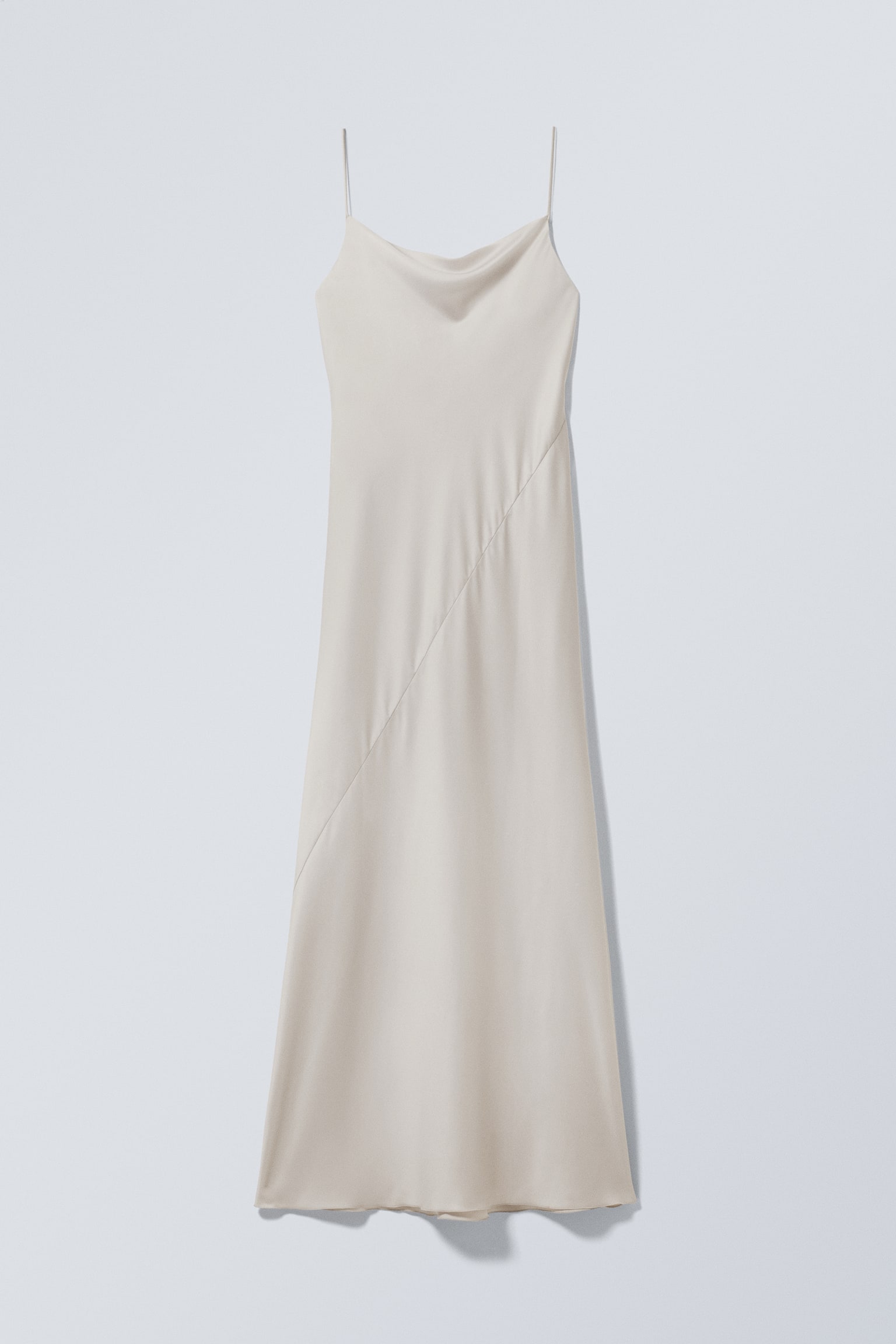 Maxi Satin Slip Dress - Light Dusty Mole/Black - 1