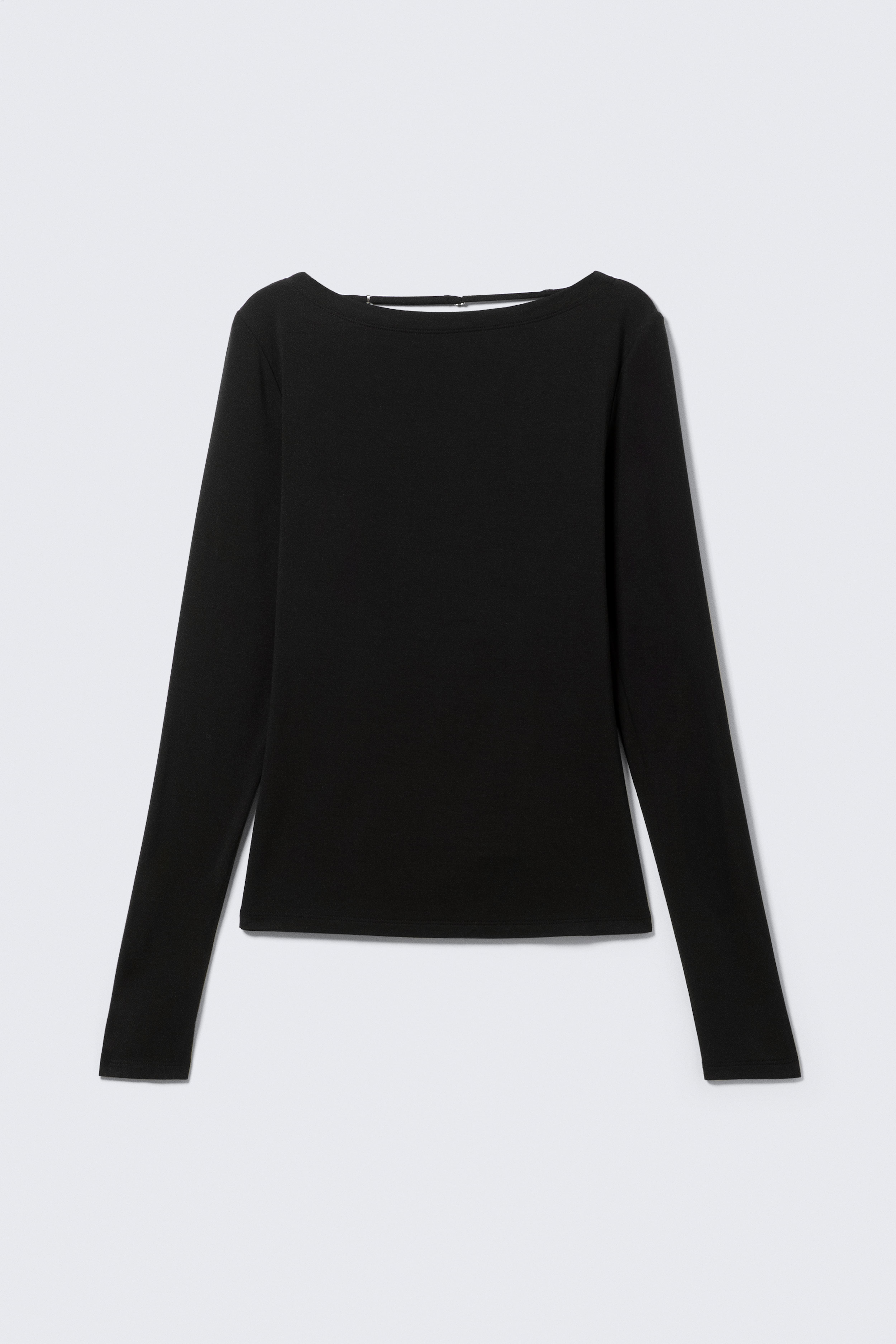 Nauwsluitende top met lange mouwen en open rug - Zwart/Vaal lichtbeige