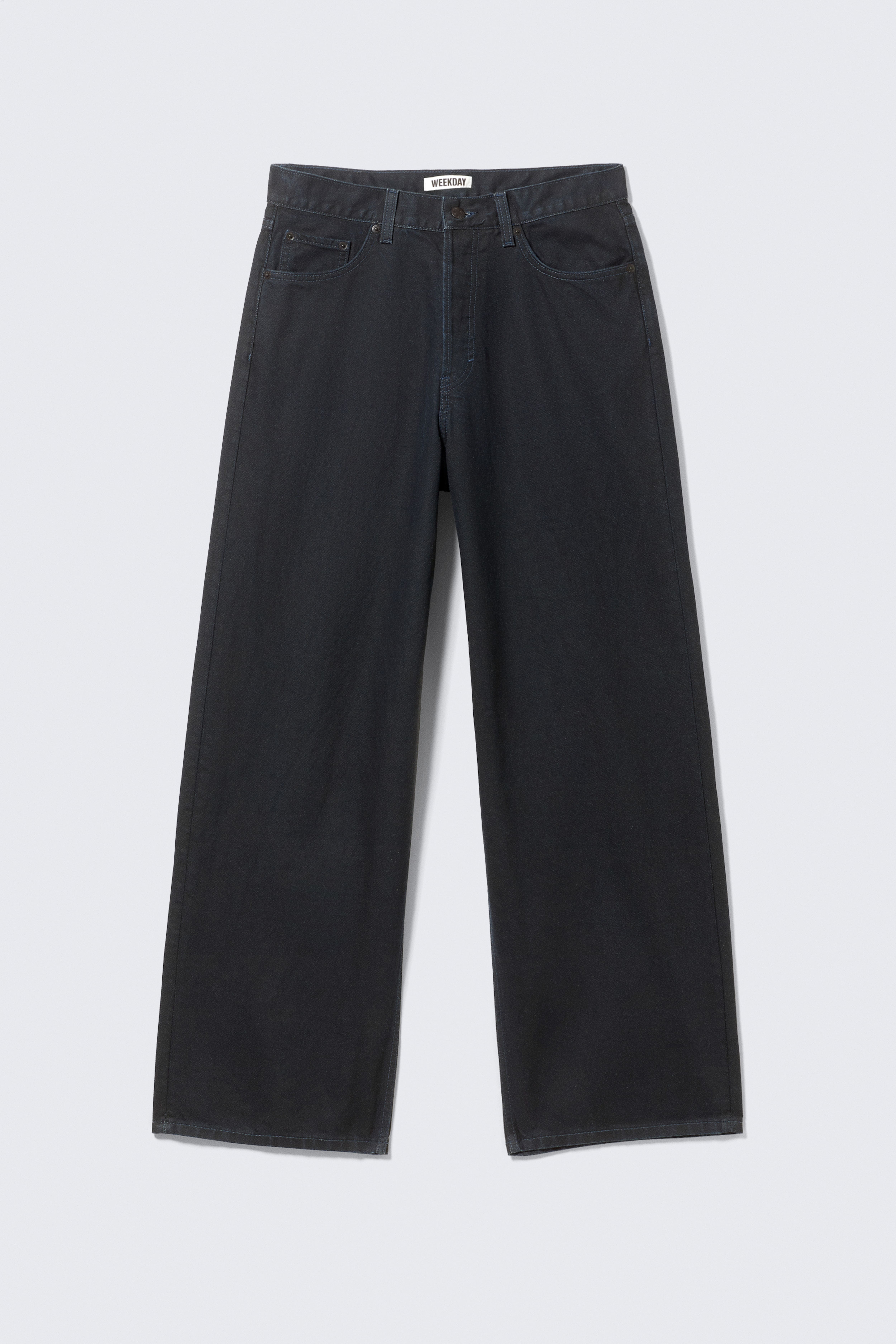 Astro Mid Rise Loose Baggy Leg Coated Jeans - Indigobeschichtung