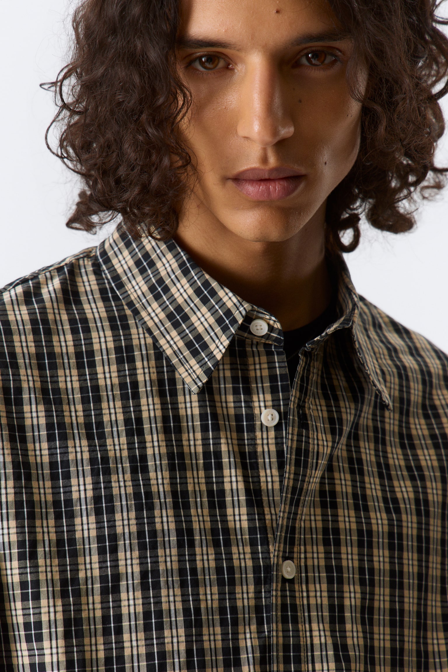 Oversized-Karohemd - Beige kariert/Blau kariert - 4