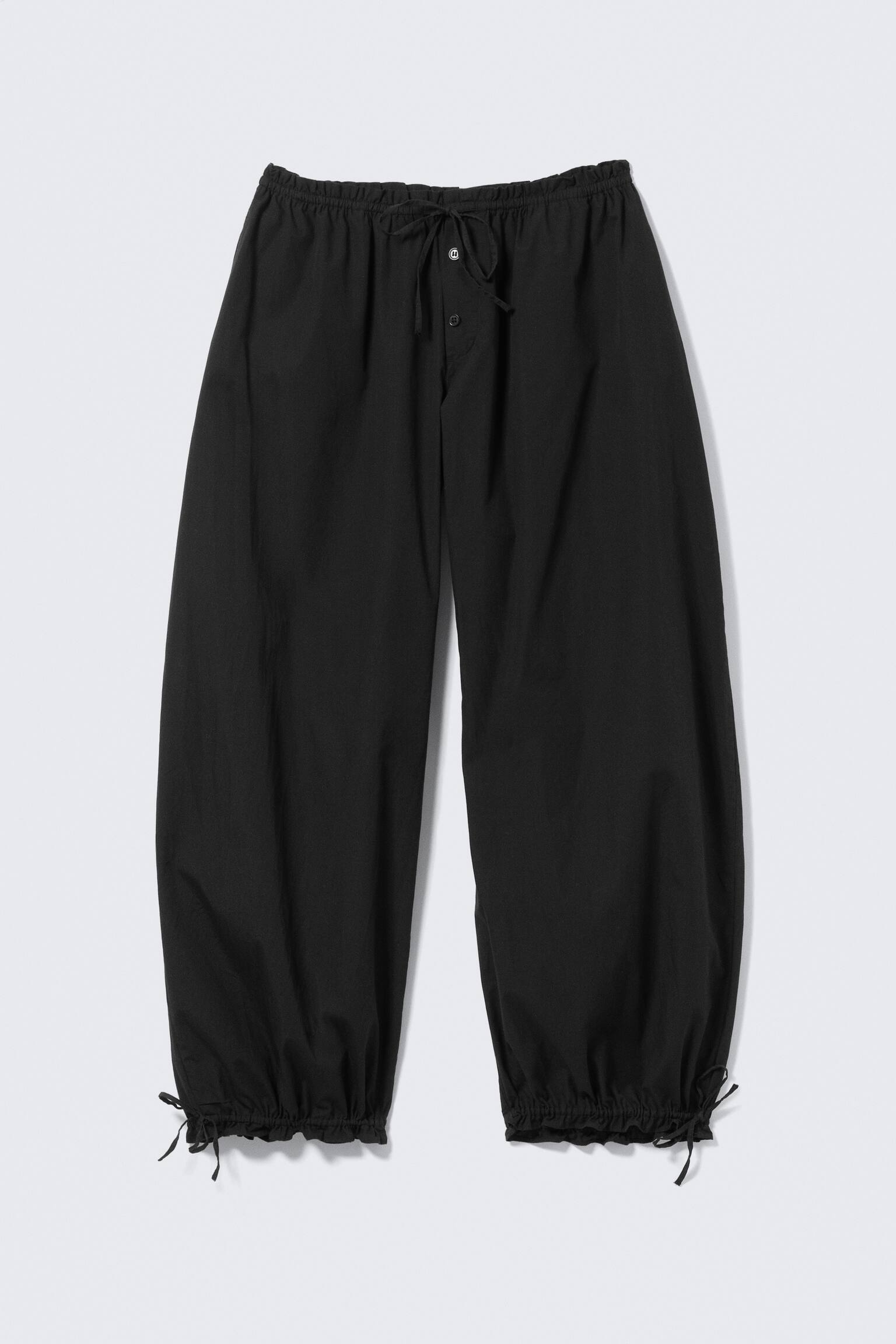 Low Rise Ruched Drawstring Trousers - Schwarz/Offwhite/Helles Khakigrün - 2