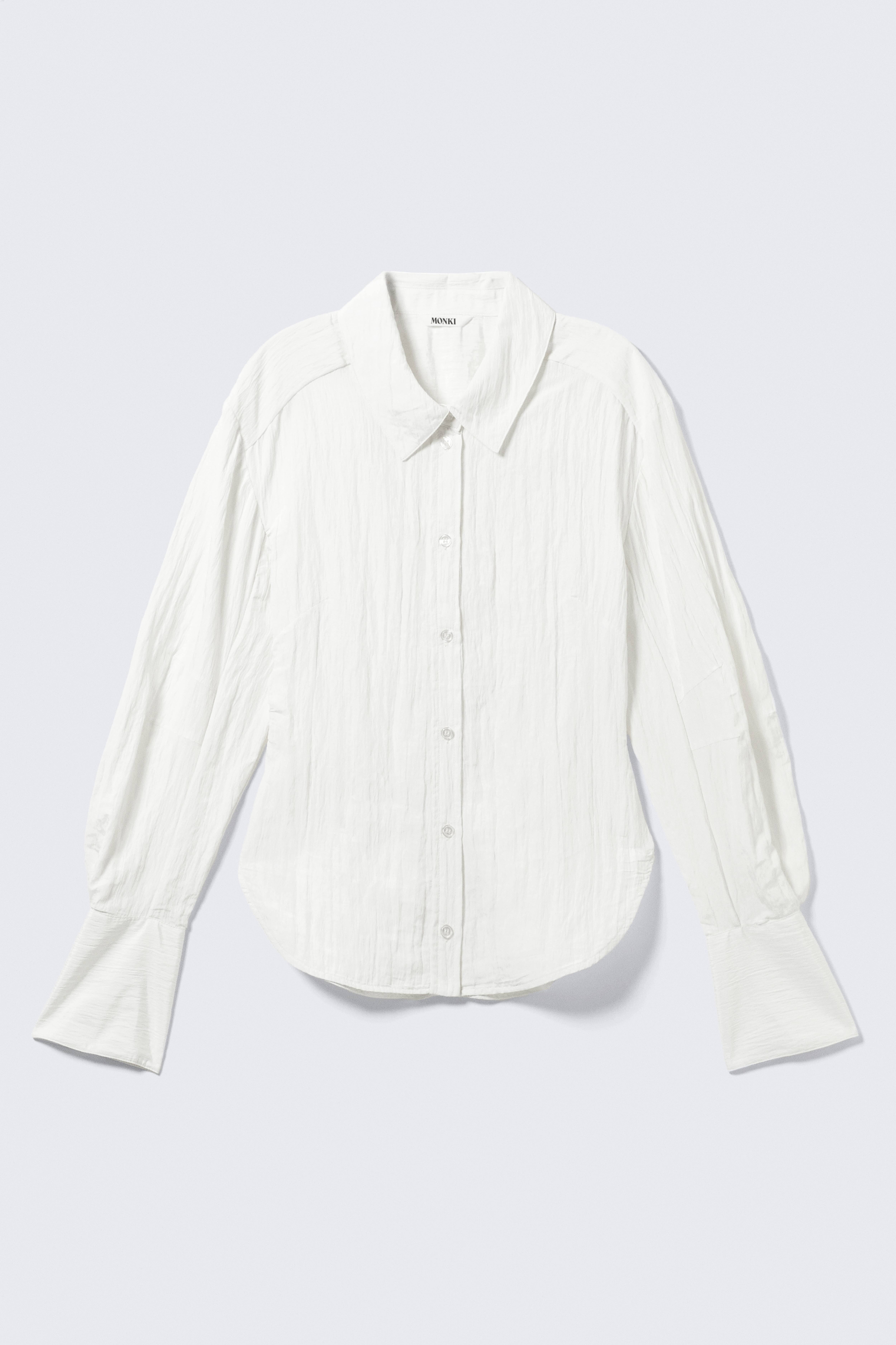 Figurbetontes Hemd mit geraffter Taille - Weiß/Gelber Blumenprint