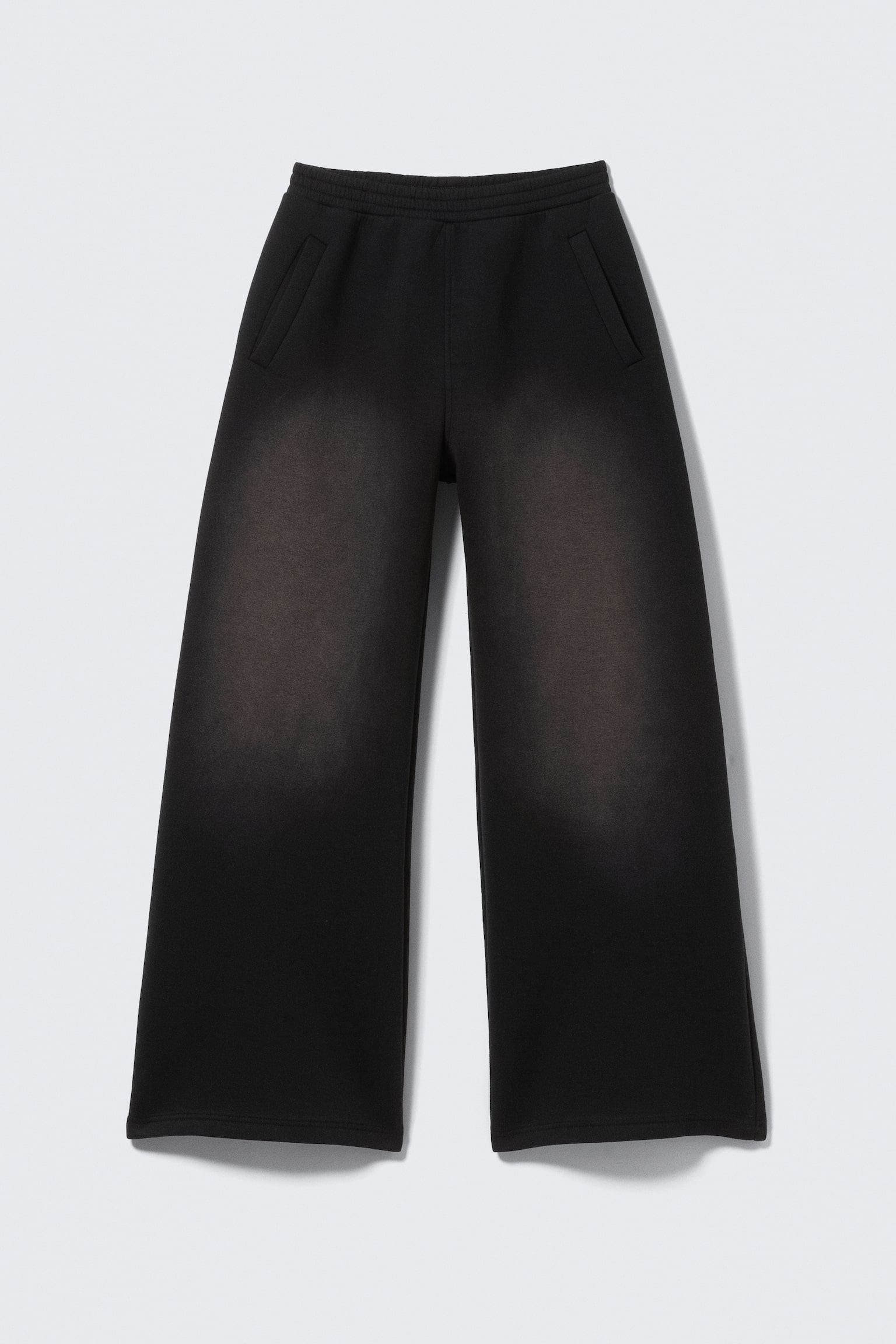 Pantaloni de trening cu crac larg din scuba spălată - Negru Spălat - 2