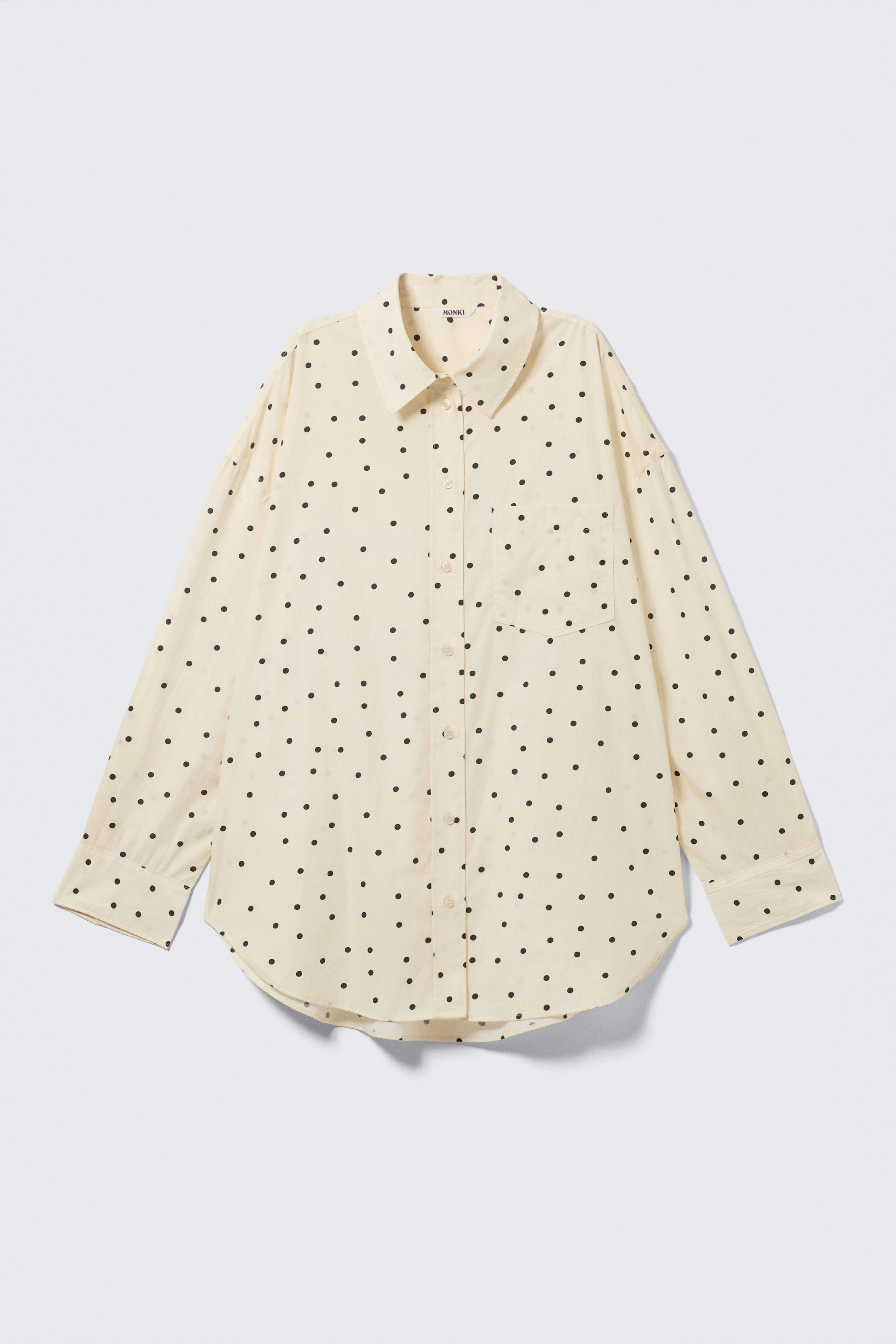 Oversized shirt met lange mouwen - Light Yellow - Dot/Striped Beige