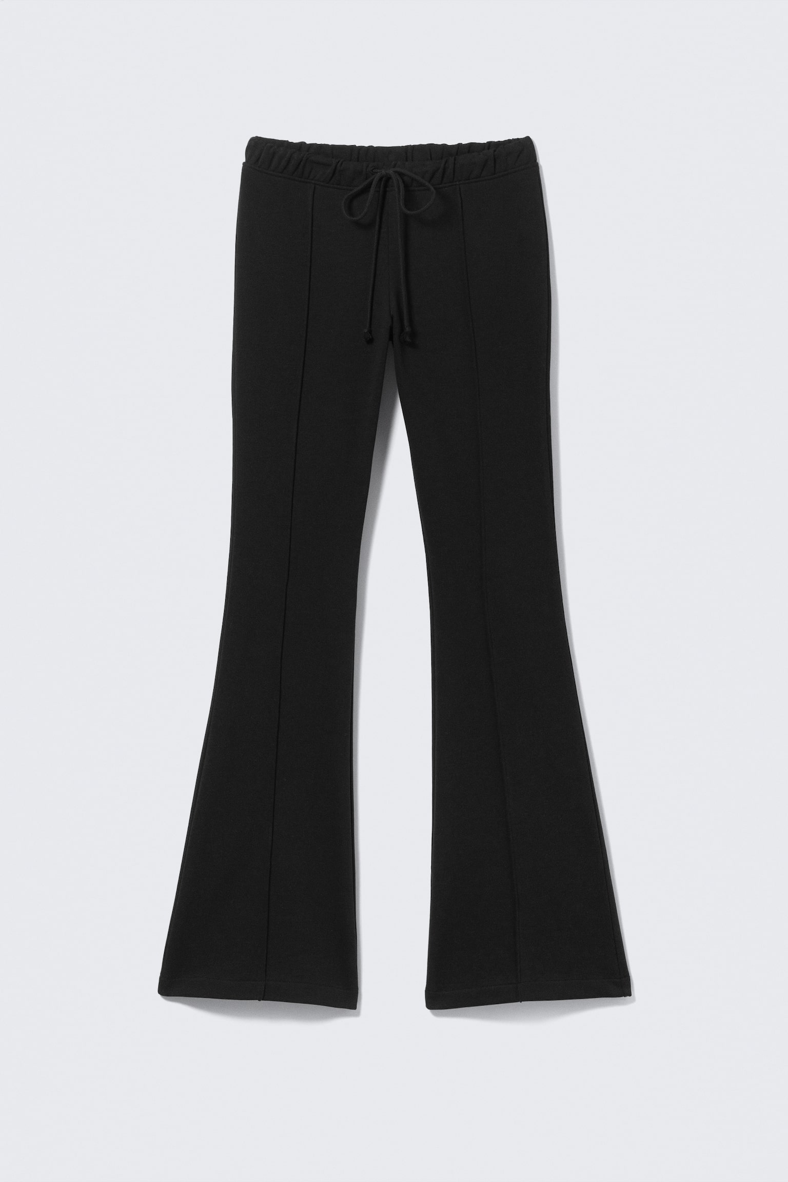 Mid Rise Pintuck Flared Sweatpants - Zwart/Lichtbeige - 2