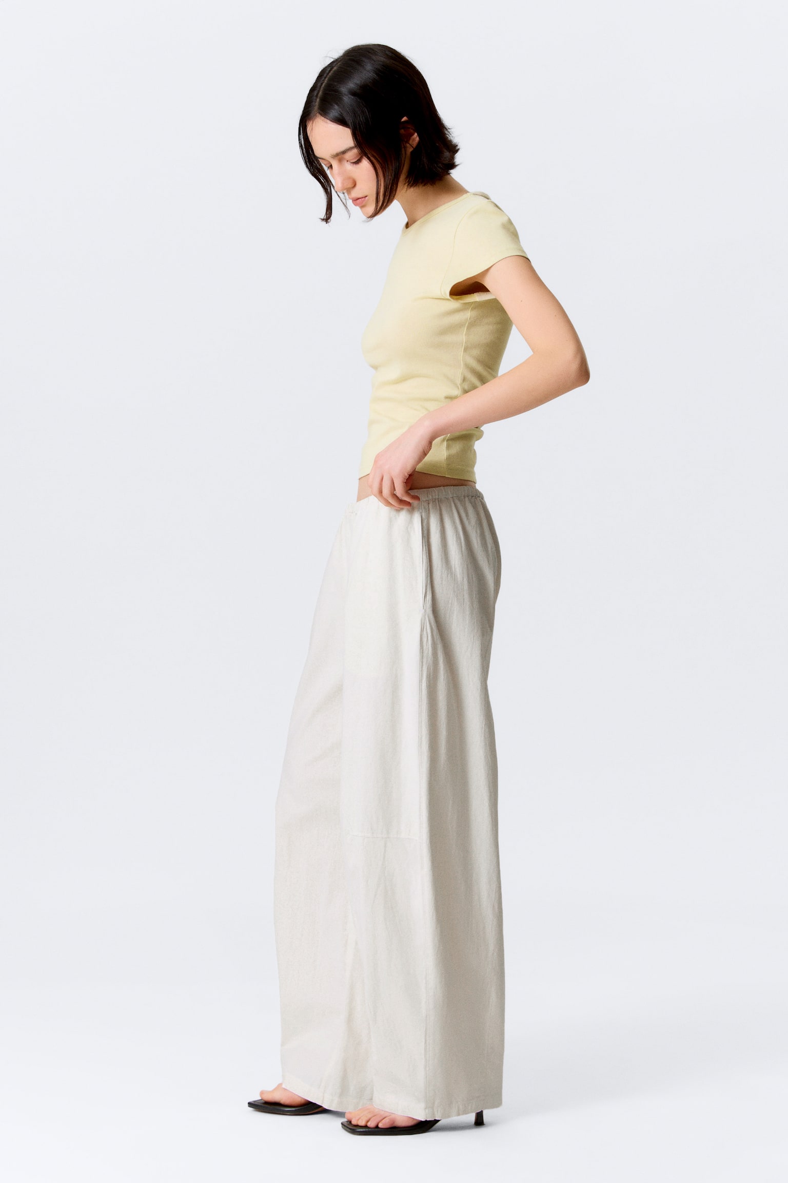 Pantalone a vita bassa - Beige chiaro/Grigio - 3