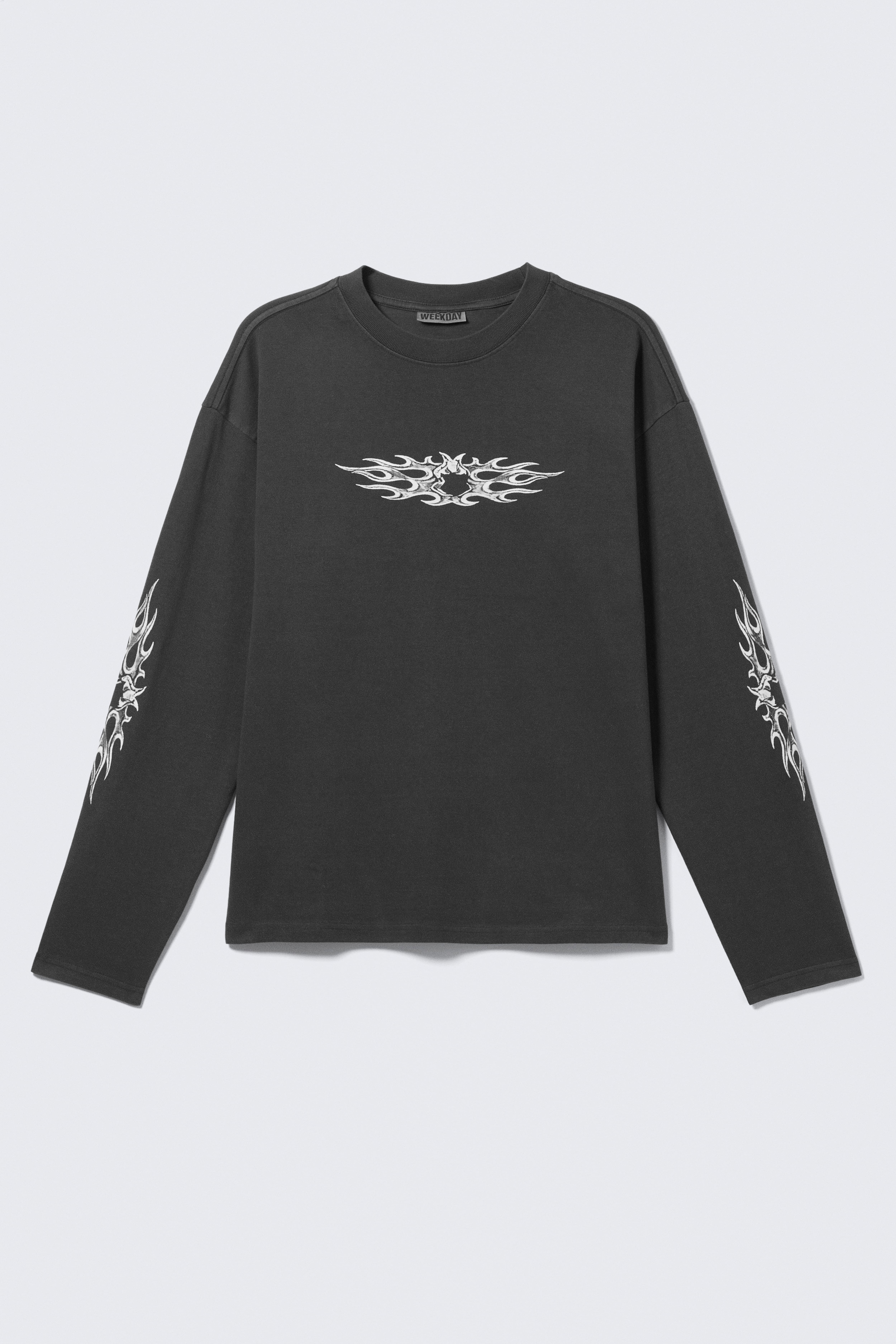 Långärmad Grafisk T-shirt - Dark Grey - Air Flame/Vit - Skeleton Angel/Mörkgrå - Tristar/Vit - Angry Panthers/Svart - Midnight Nightmare