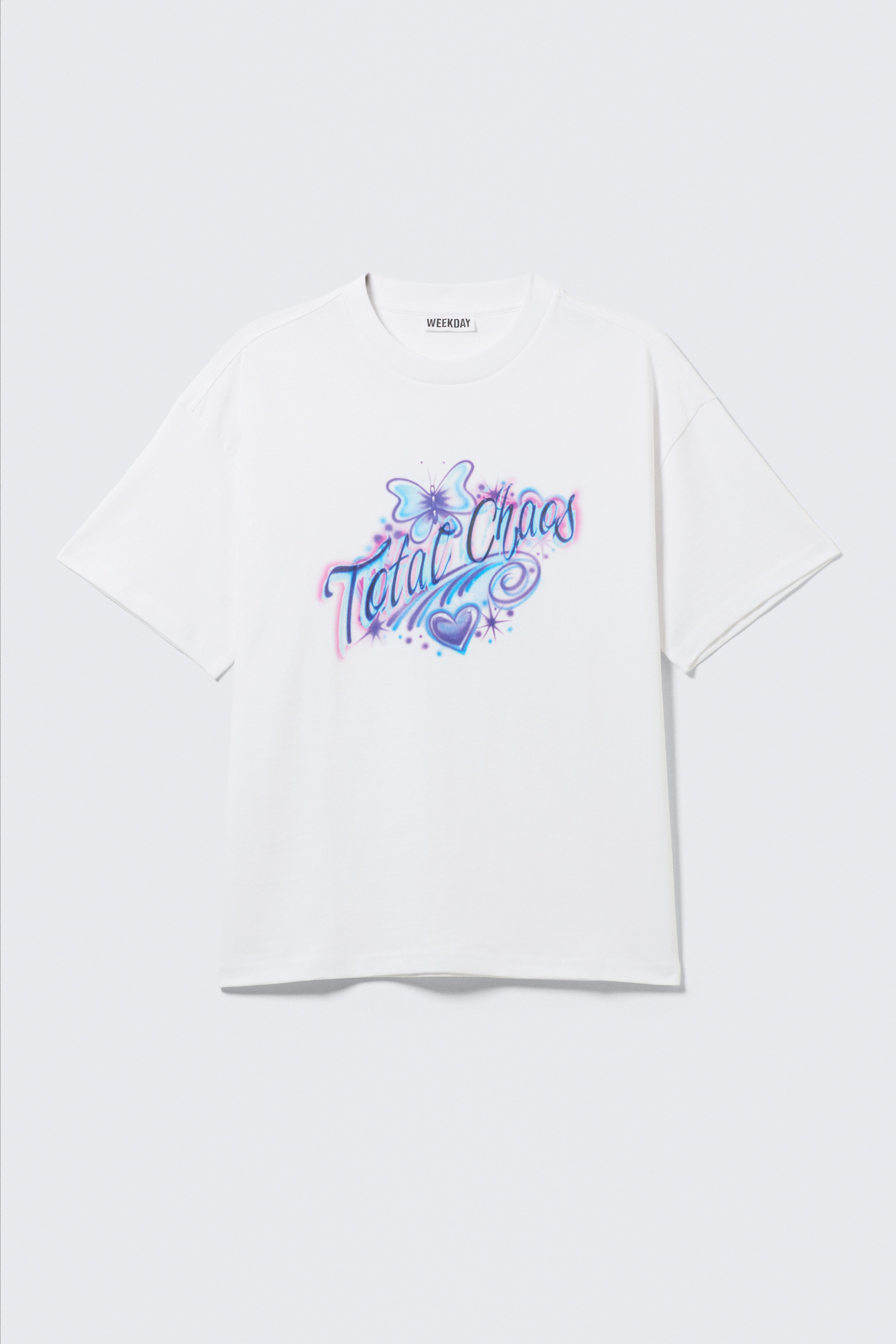 Boxig t-shirt med tryck - Vit - Total Chaos/Vit - Dreams/Vit - Robo Silver Face/Svart - Heart of Energy/Svart - Heartbeat/Klarblå - Four Man Gang