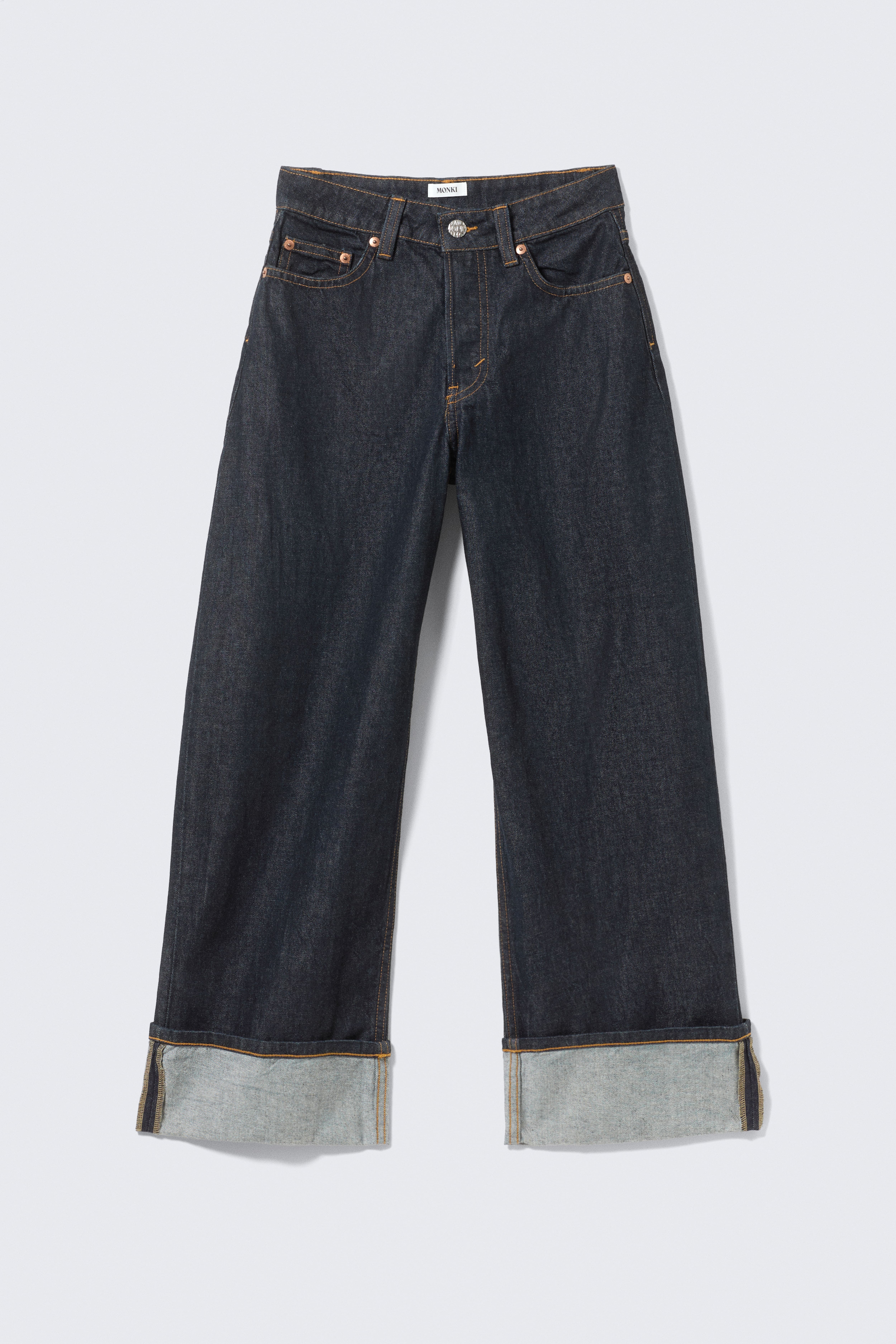 Peggy Low Rise Loose Baggy Leg Jeans - Blue Rinse – Donkerblauw/Blue - Fold Up/Haunted Black - Black