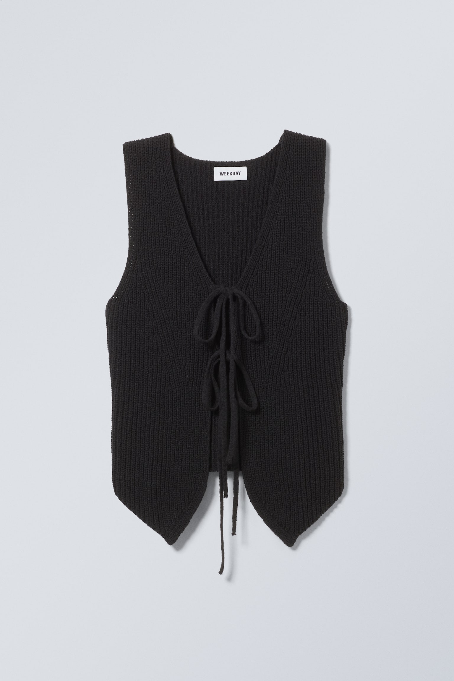 Slim Knitted Vest - Black/Light Dusty Beige - 2