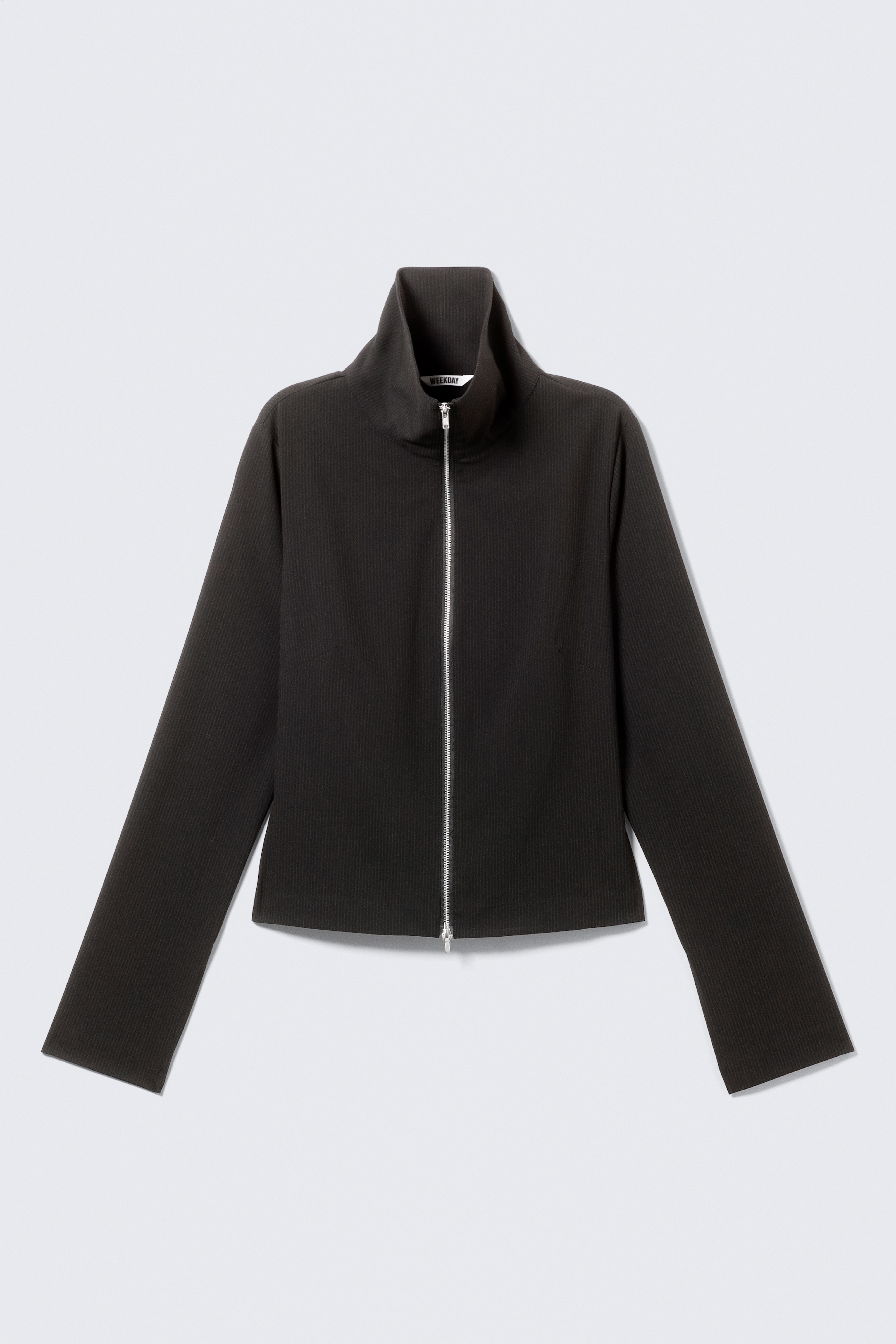 Camicia slim con zip - Nero a righe/Grigio scuro mélange