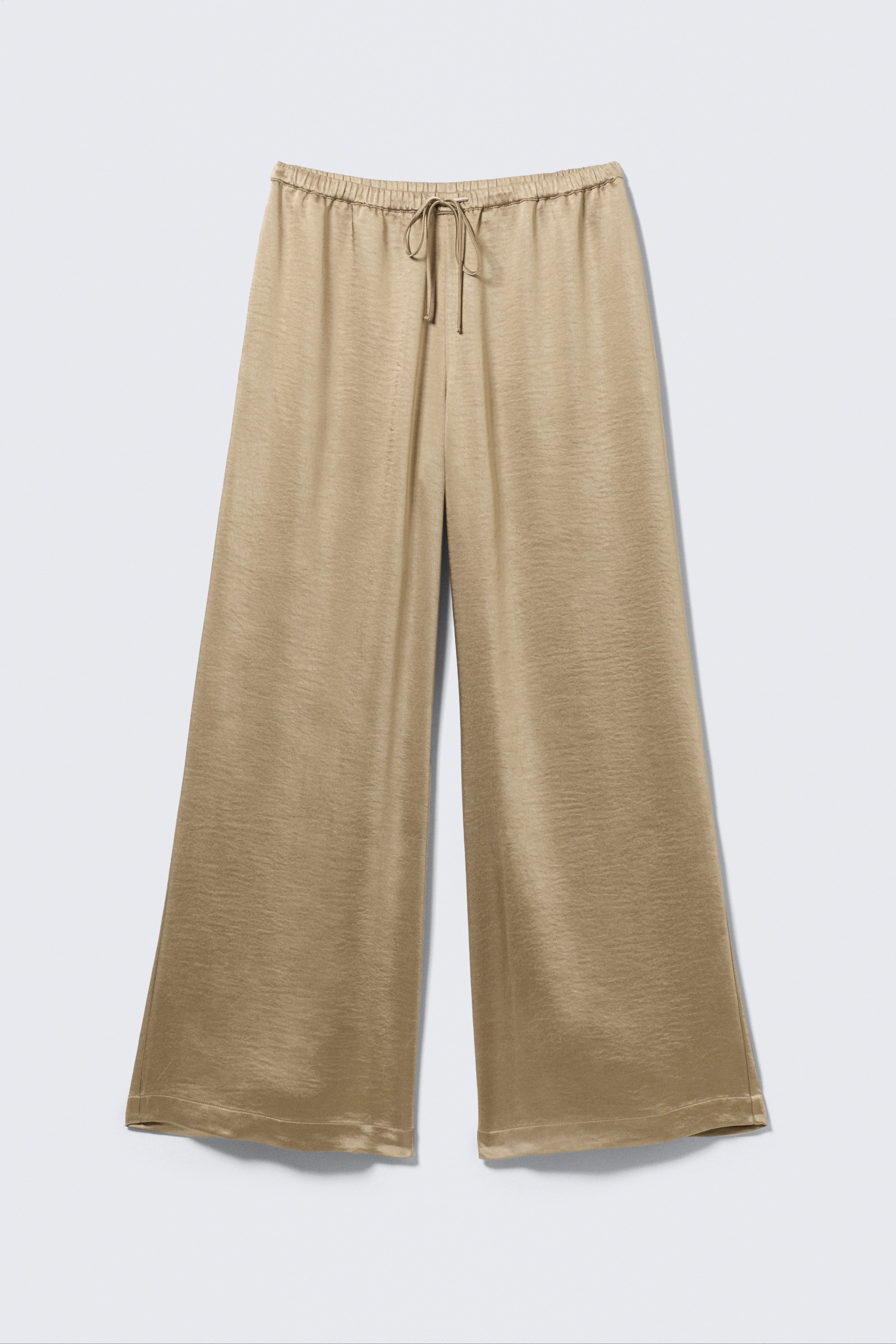 Tvättade satin-pyjamasbyxor - Beige/Tvättad mörkgrå