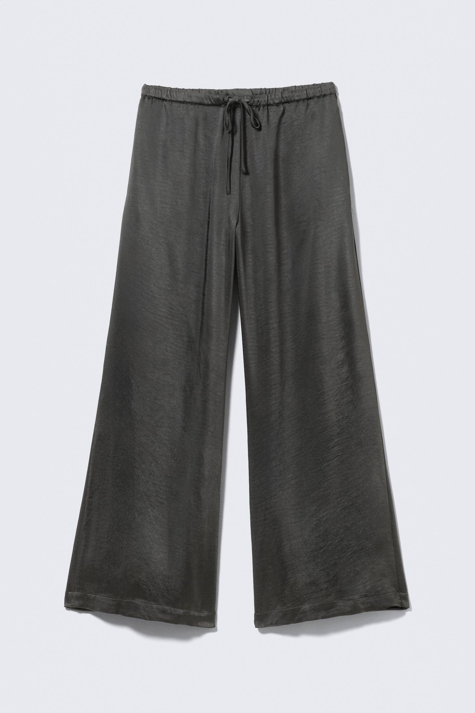 Pyjamabroek van gewassen satijn - Donkergrijs met wassing/Beige - 2