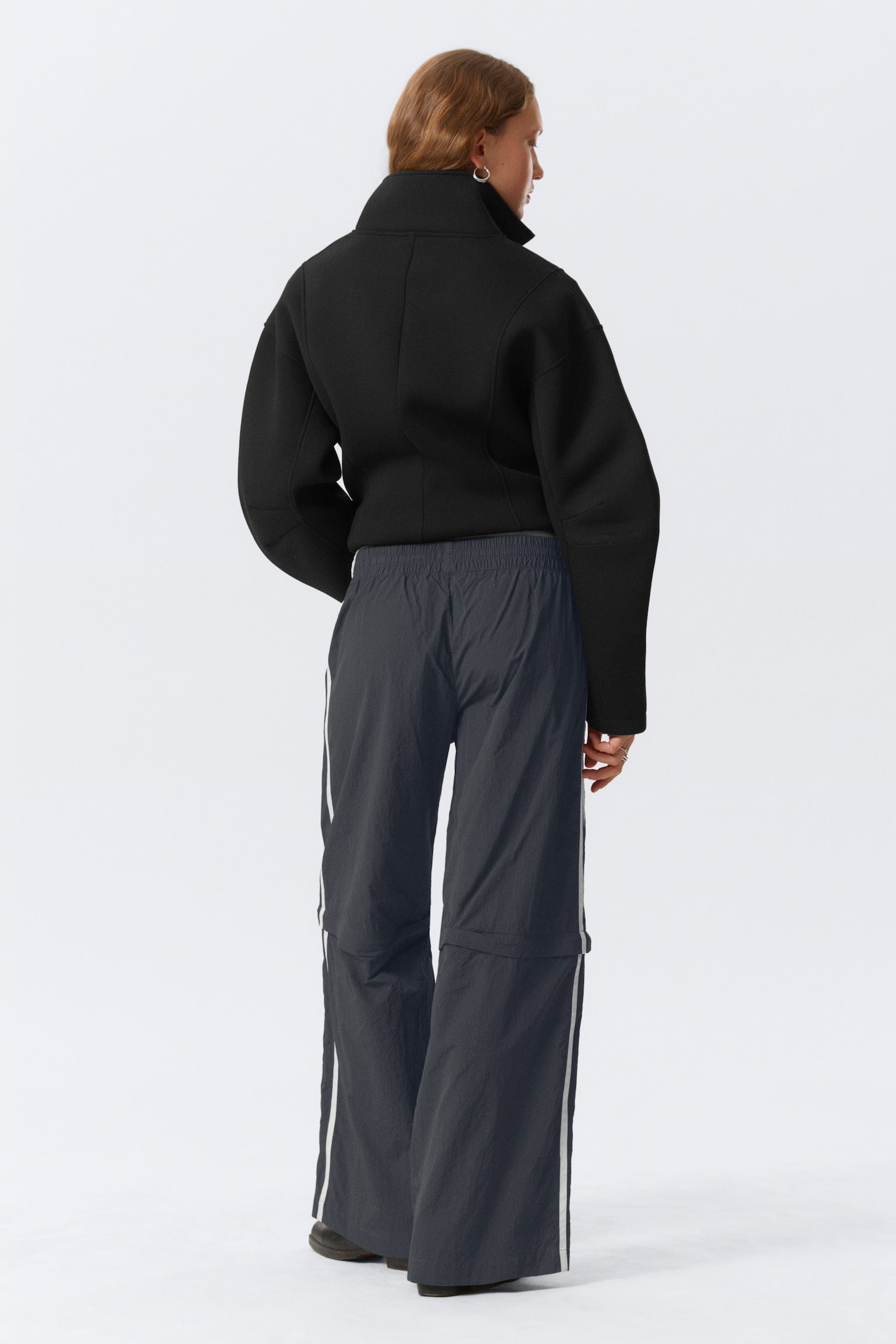 Zip-off-Trainingshose aus Nylon - Schwarz - Beige Streifen - 3