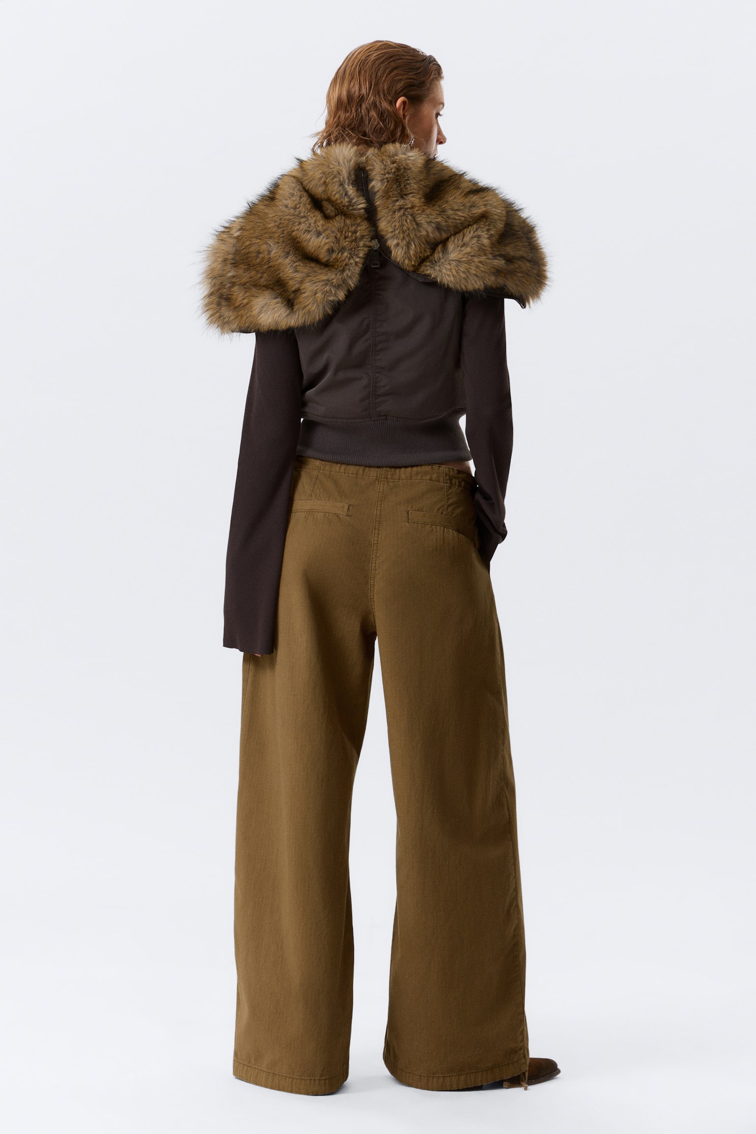 Pantaloni largi cu talie joasă din ripstop - Kaki Închis/Gri închis/Bej - 3