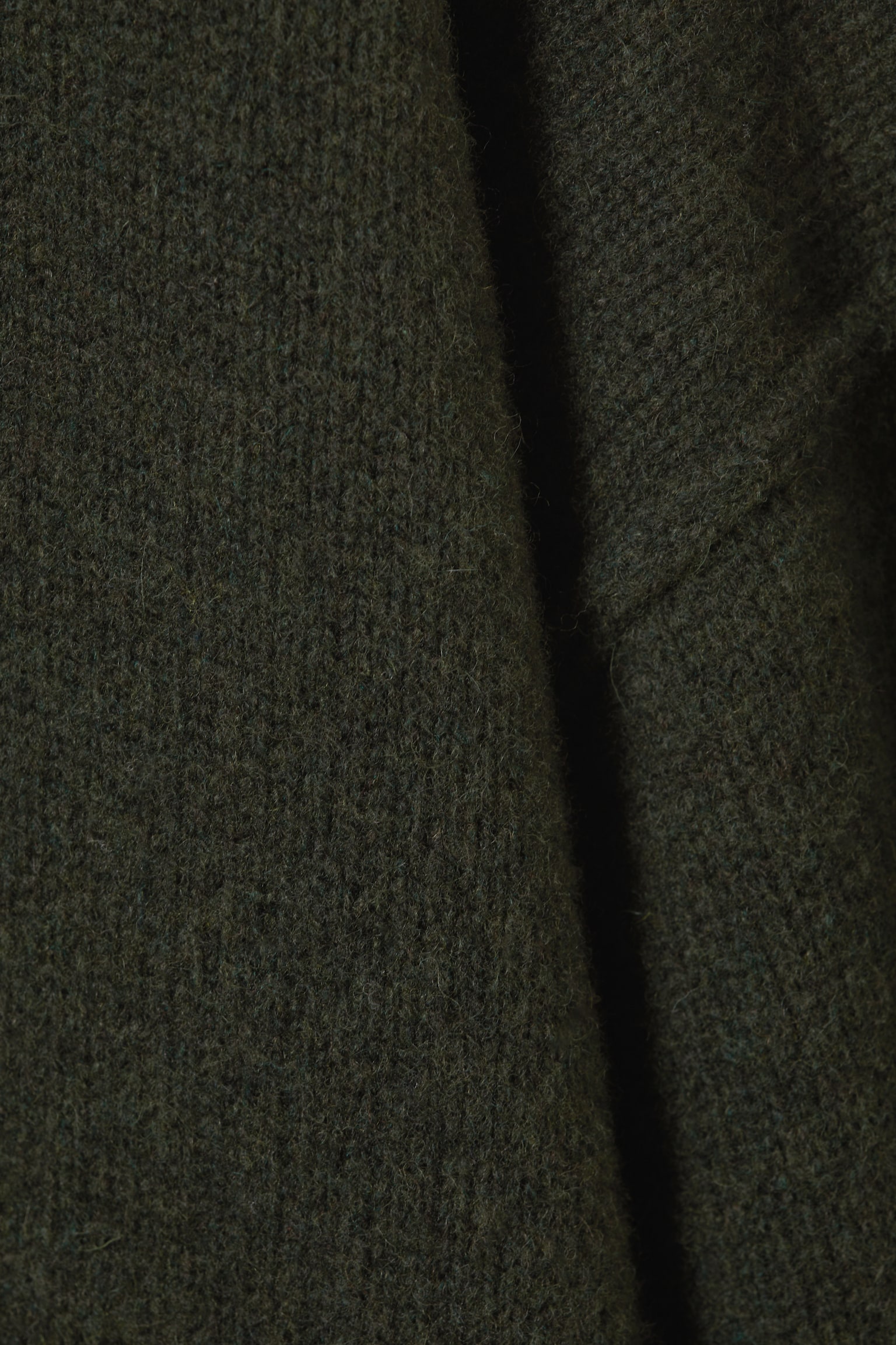 Loose Knitted Wool Sweater - Dark Green Melange/Grey Melange - 5