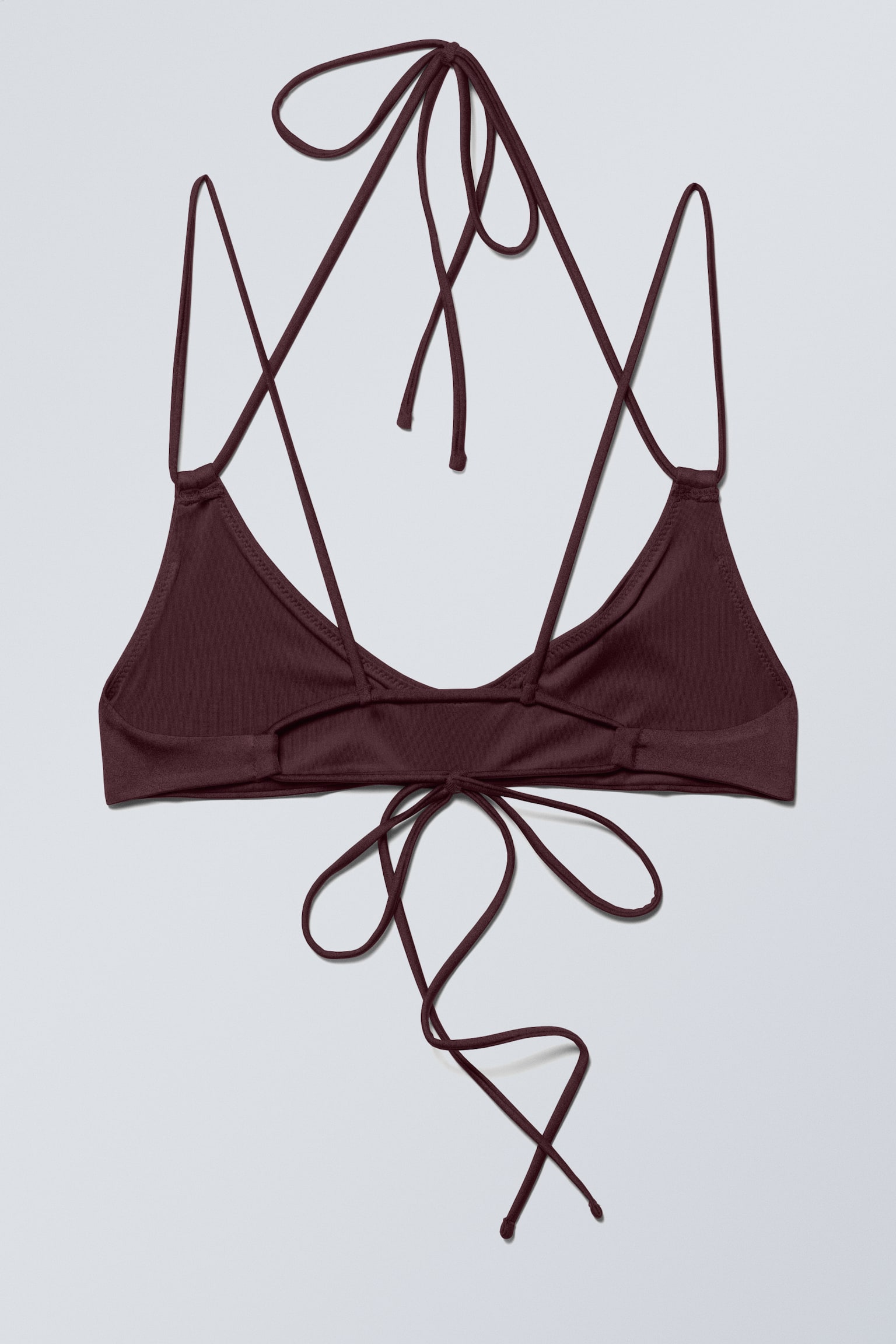 Strappy Bikini Top - Dark Red/Black - 4