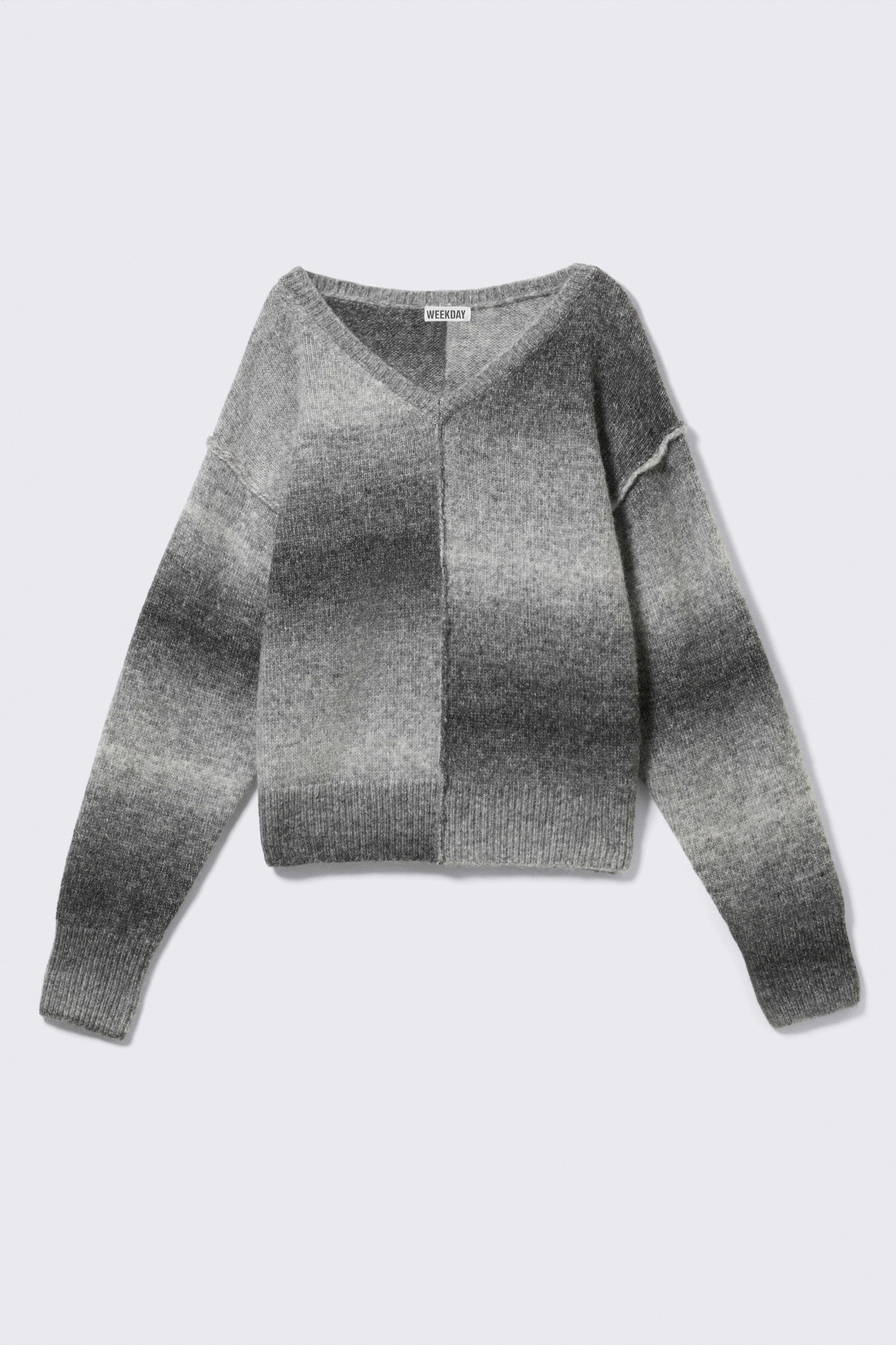 Space-Dye-Strickpullover mit V-Ausschnitt - Grau - Space-Dye/Dunkelgrün - Space-Dye