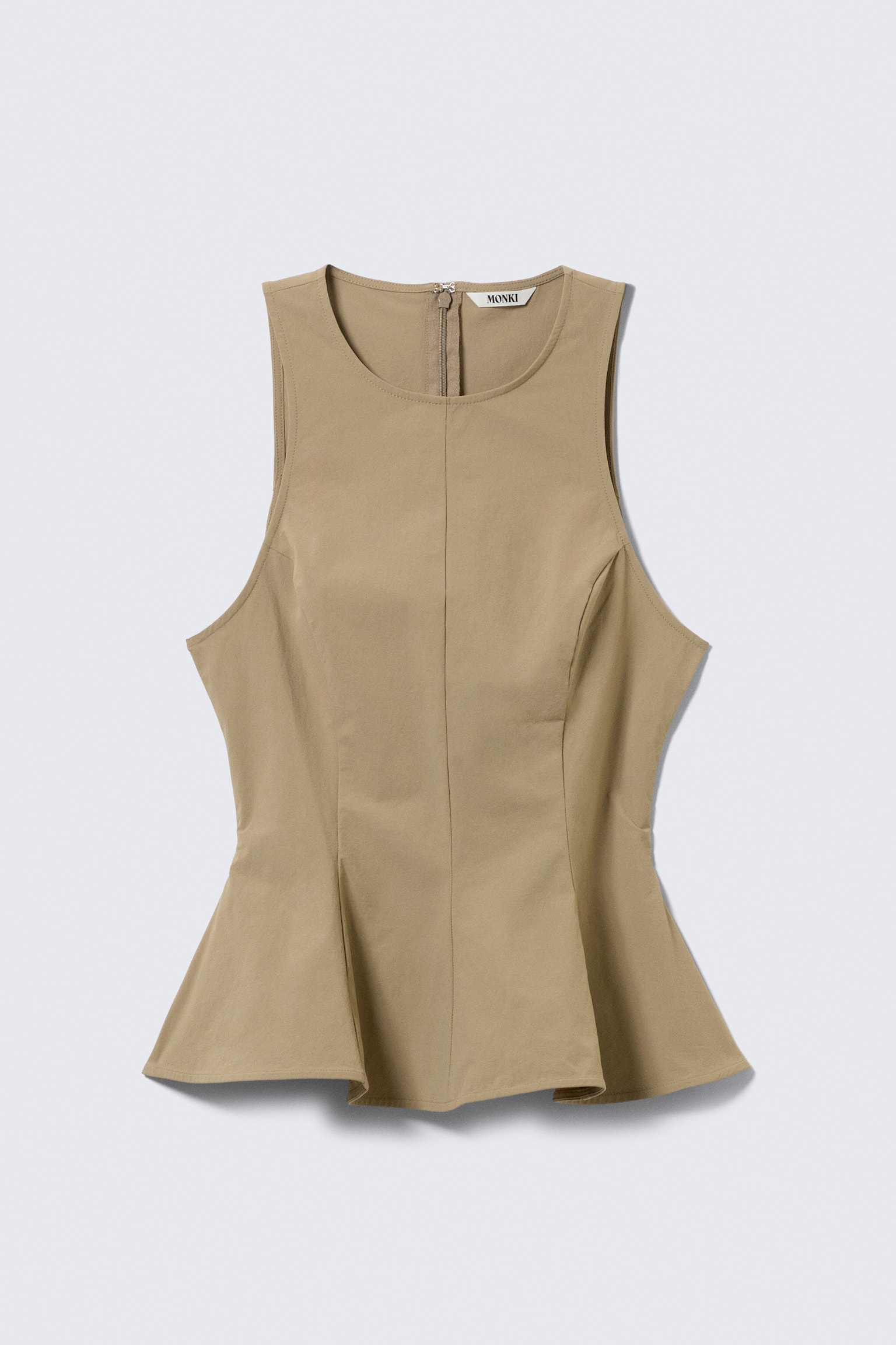 Eng anliegendes Peplum-Top aus Nylon - Beige/Schwarz - 2
