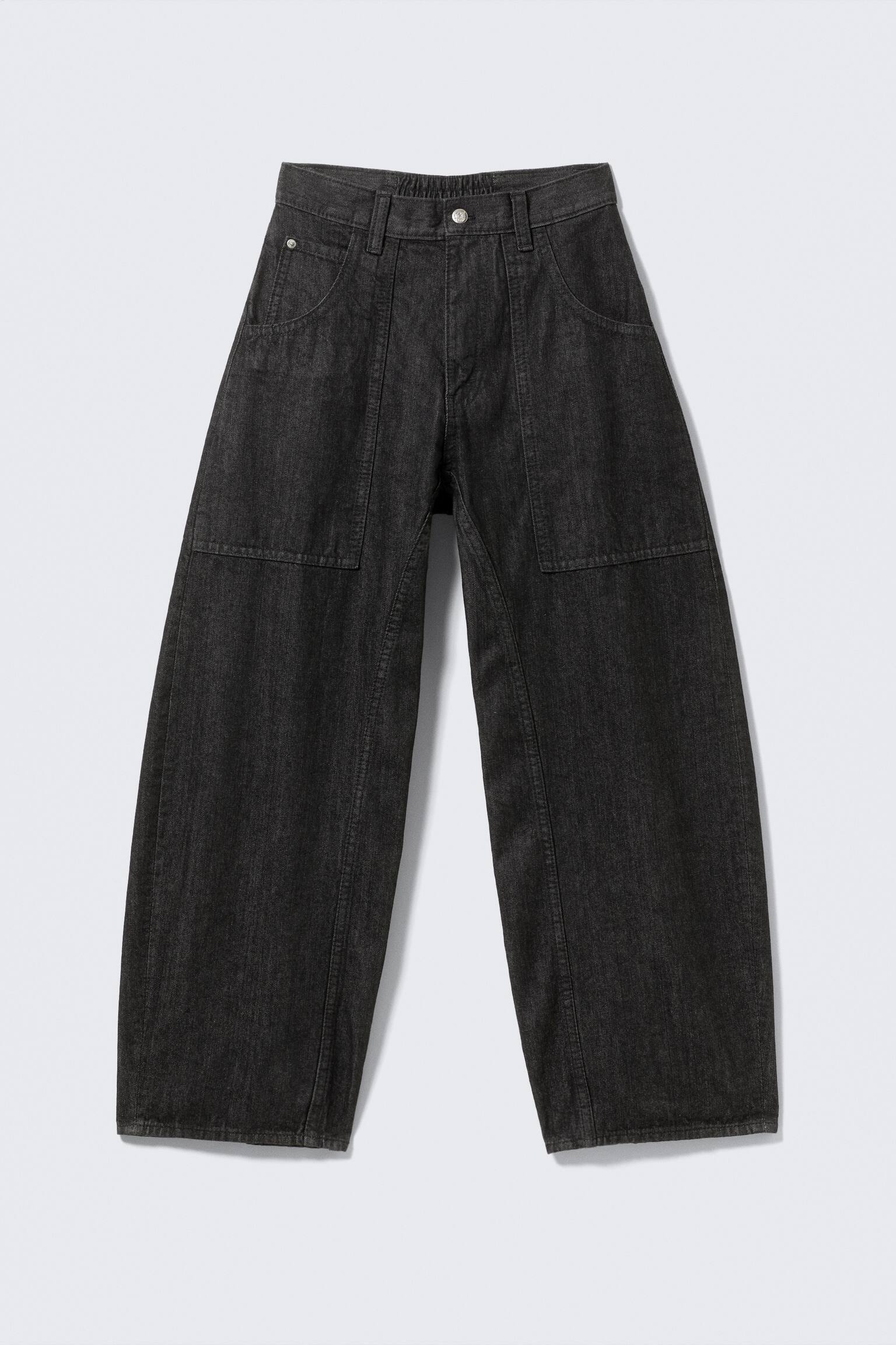 Dunno Unisex Low Rise Loose Barrel Leg Jeans - Black Rinse - Schwarz/02 Blue - Mittelblau/Cloudy Blue - Mittelblau - 2