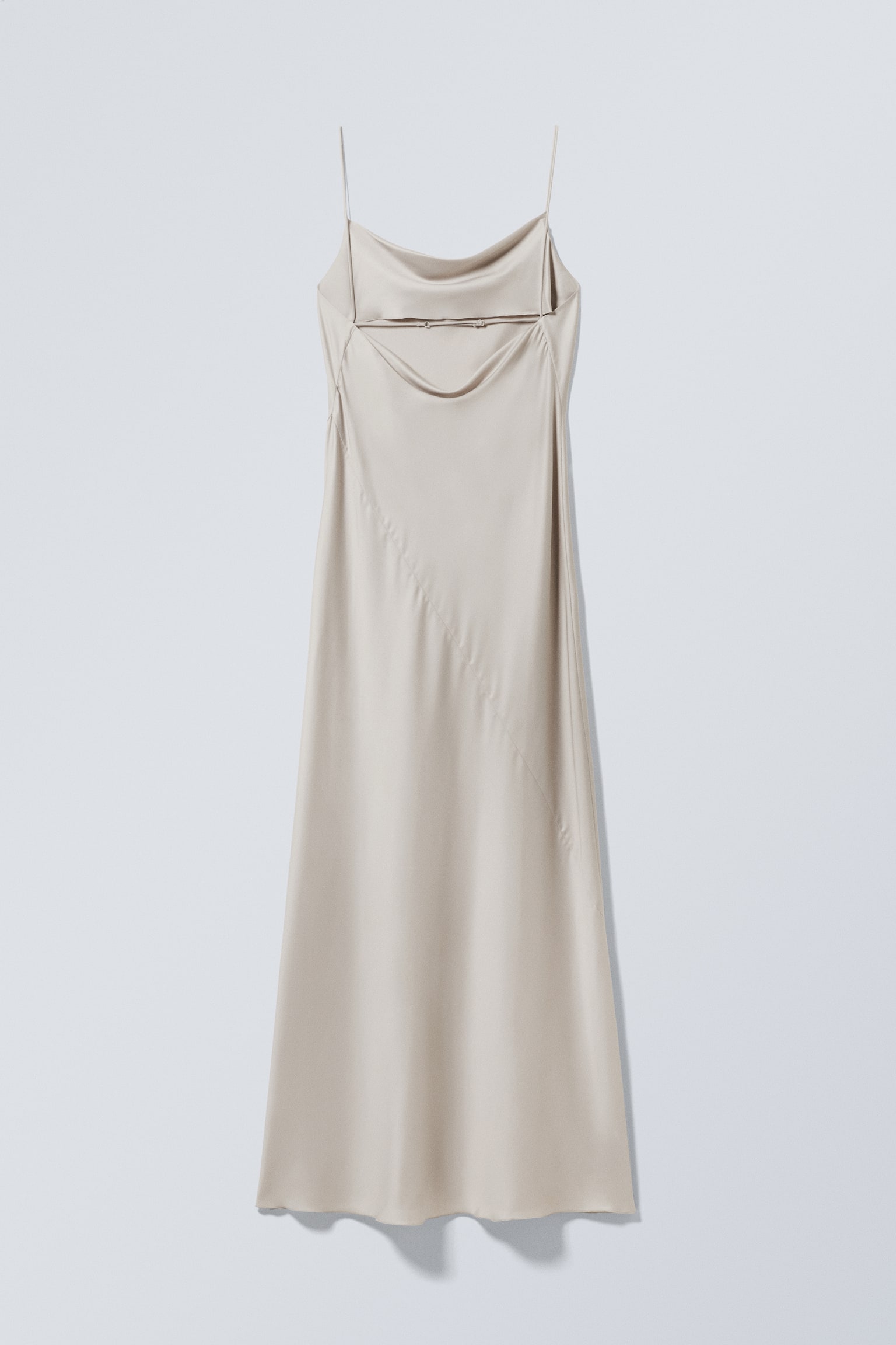 Maxi Satin Slip Dress - Light Dusty Mole/Black - 2