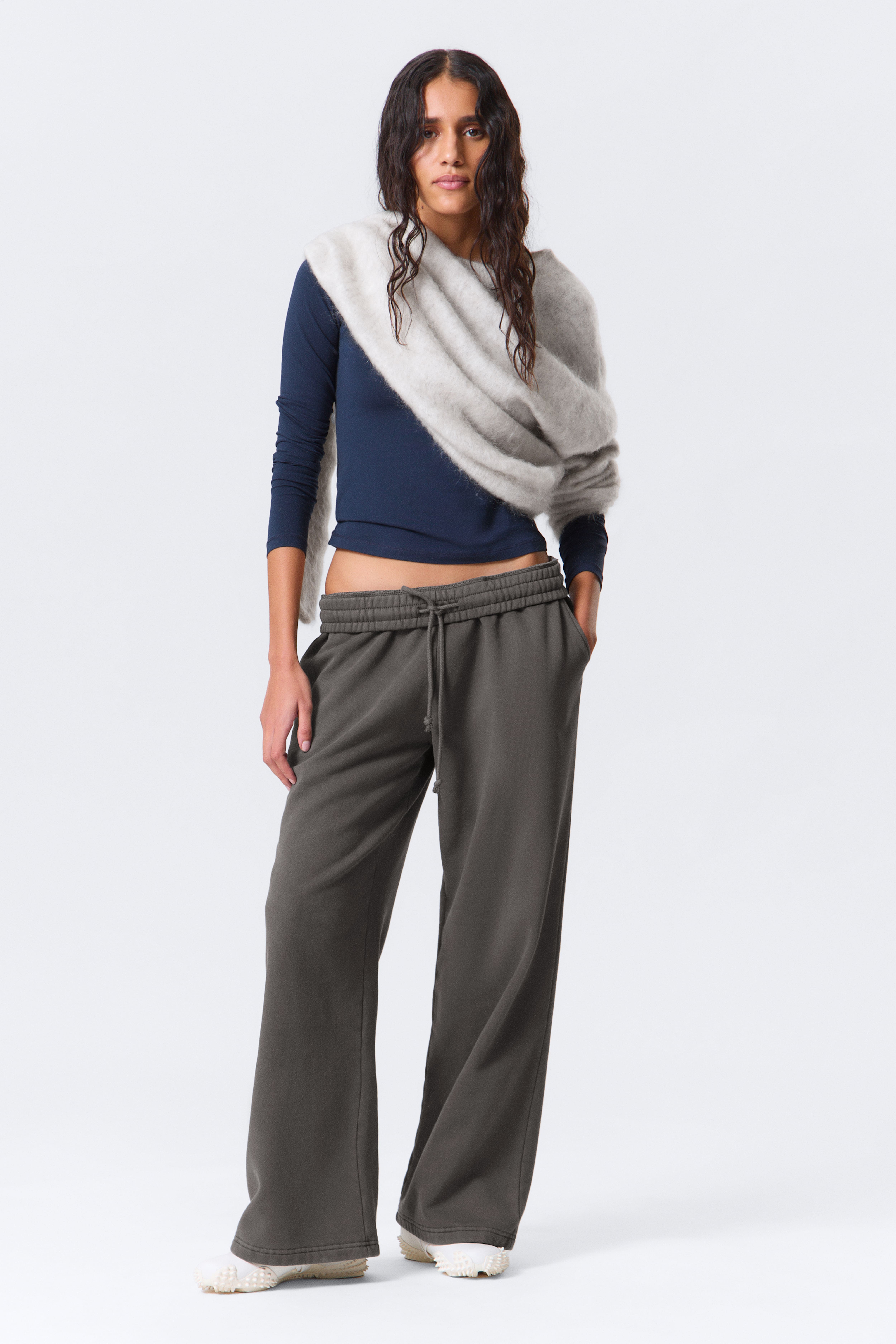 Ruimvallende zware sweatpant - Donkergrijs met wassing/Zwart/Donkerbruin/Grijs gemêleerd/Donkerblauw/Grey