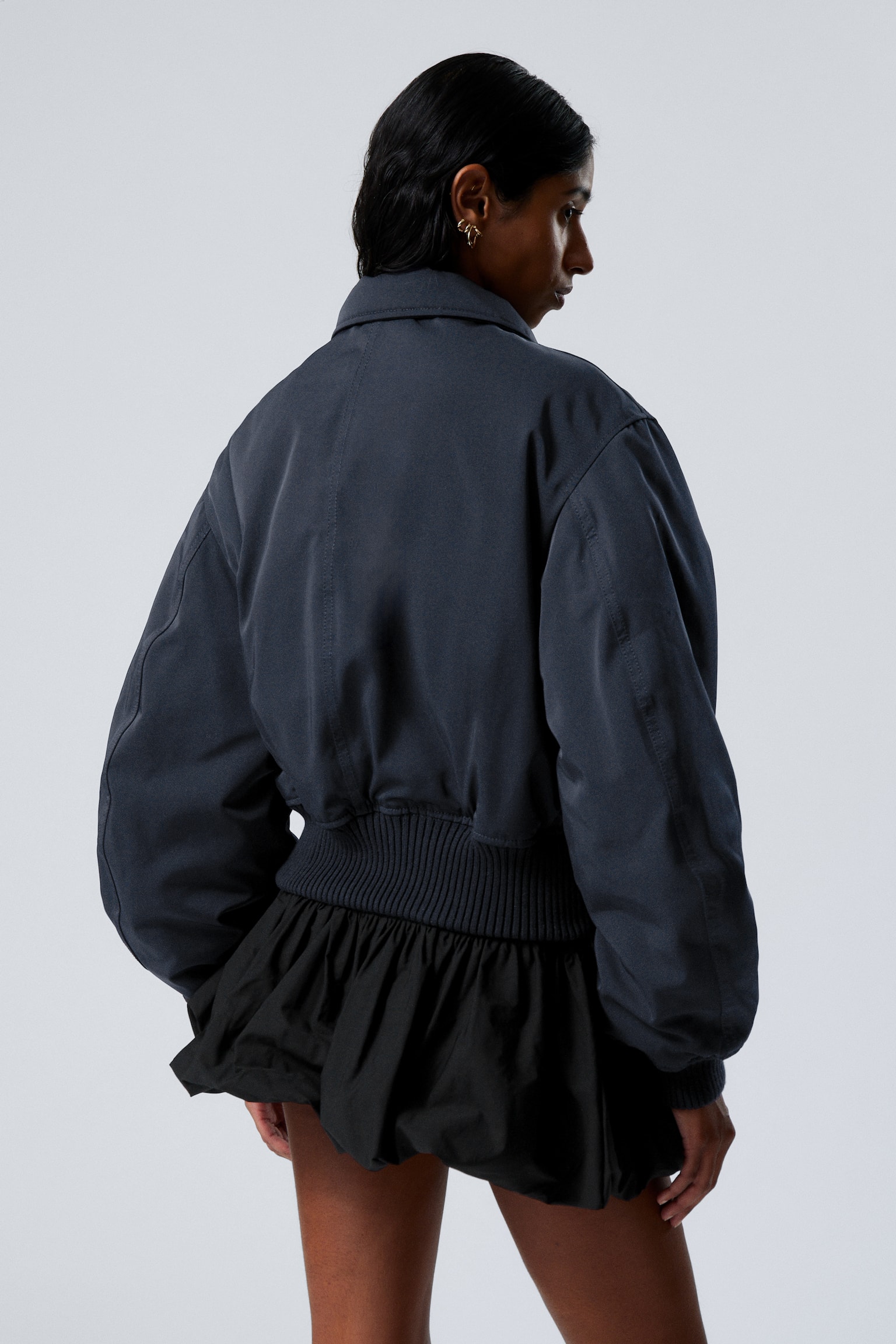 Padded Bomber Jacket - Dark Blue/Brown/Black - 5