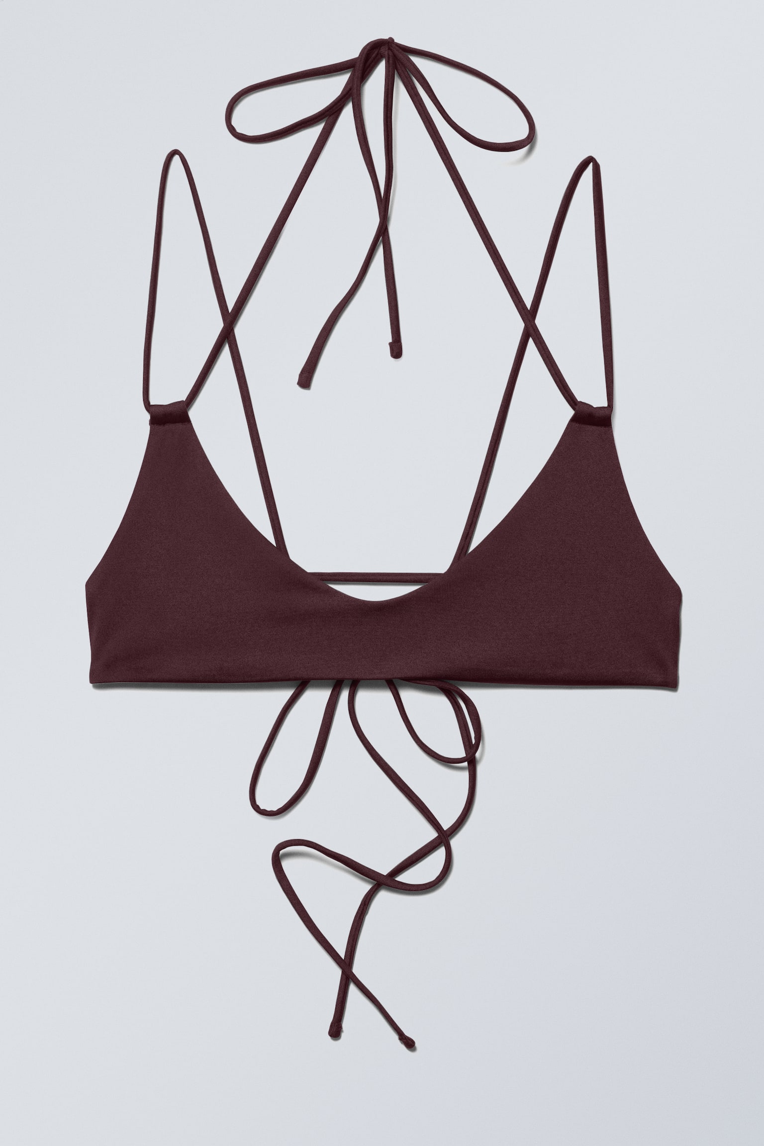 Strappy Bikini Top - Dark Red/Black - 2